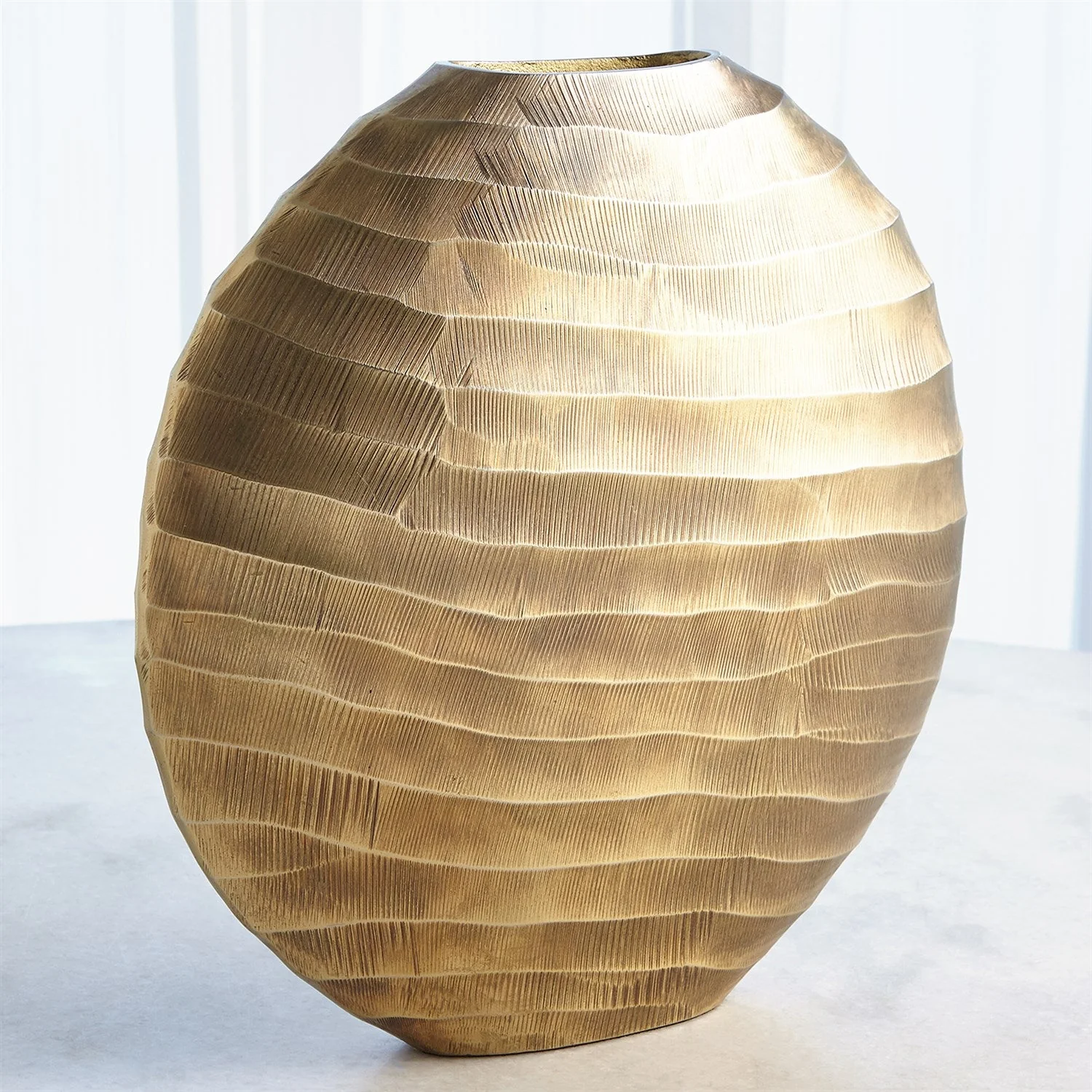 Global Views Chased Oval Vase - Antique Brass - Image 3