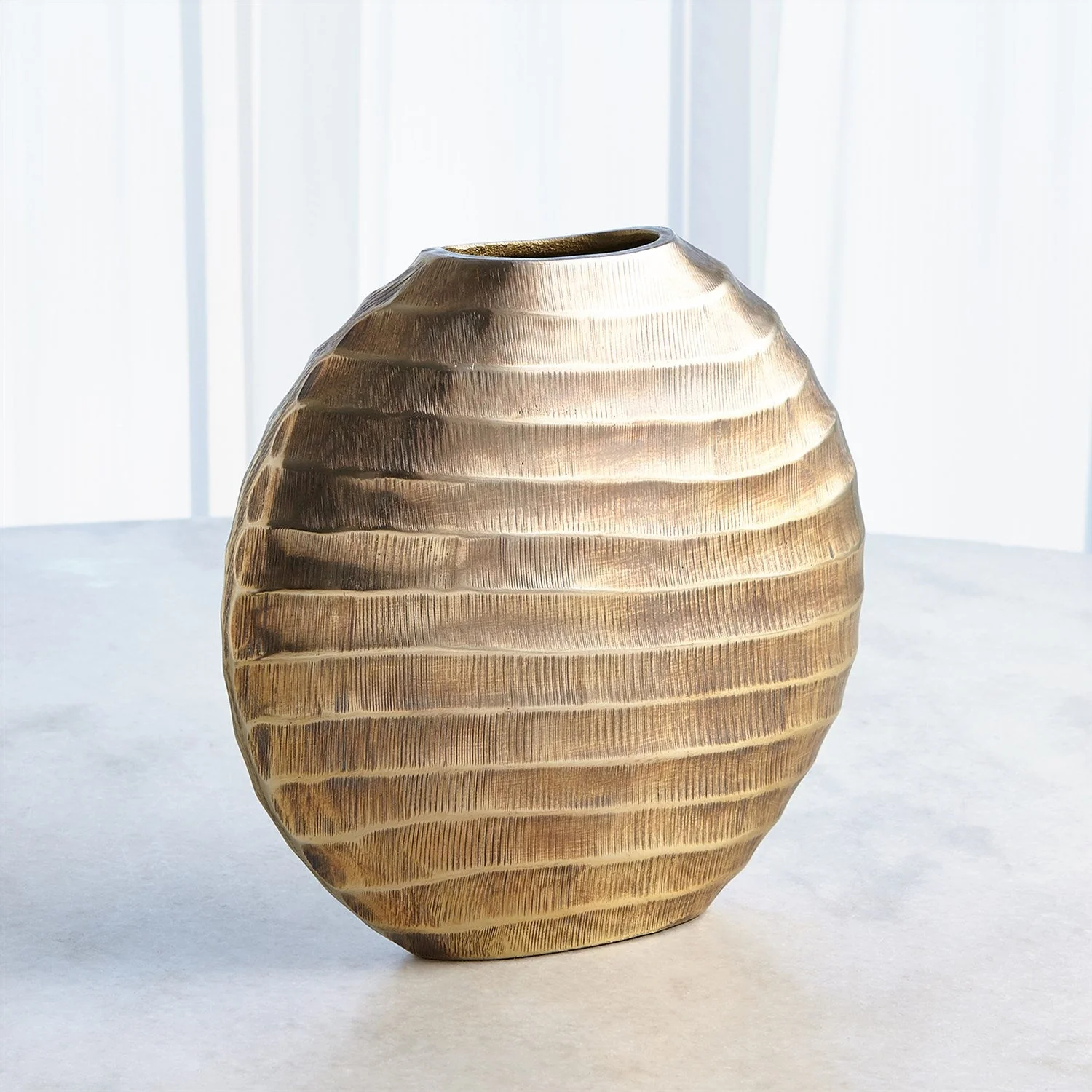 Global Views Chased Oval Vase - Antique Brass - Image 6