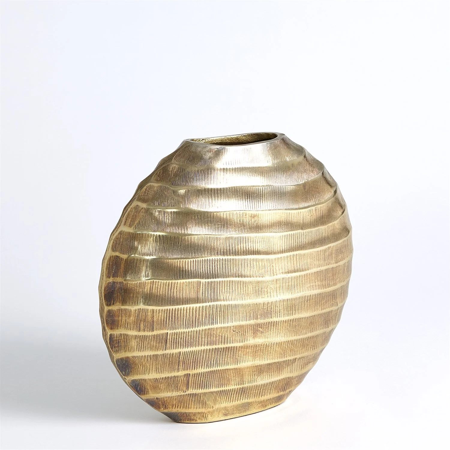 Global Views Chased Oval Vase - Antique Brass - Image 8