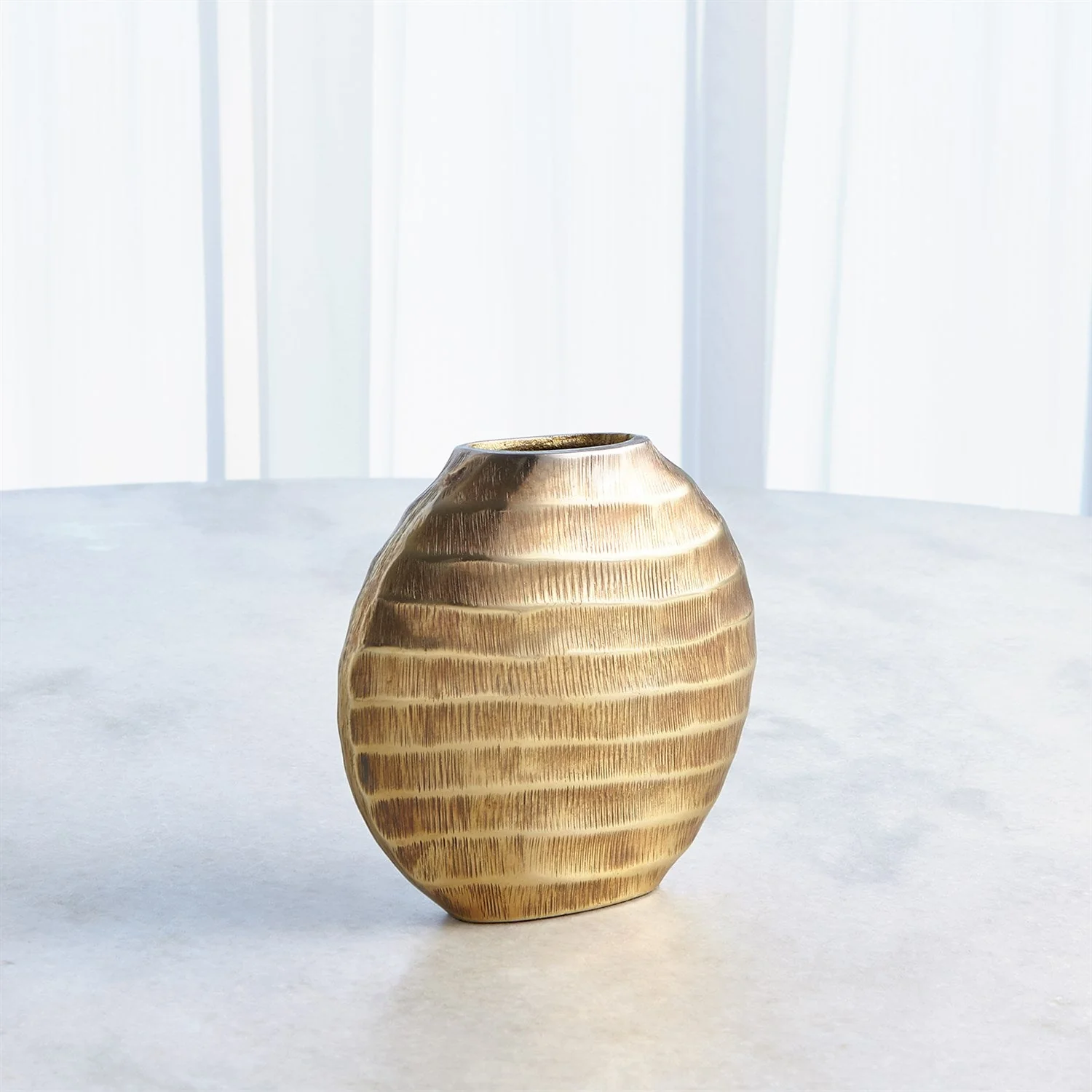 Global Views Chased Oval Vase - Antique Brass - Image 9