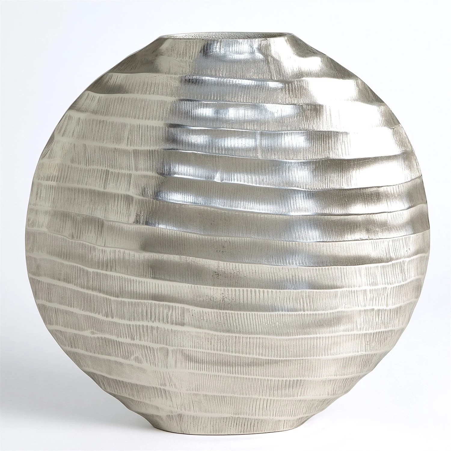 Global Views Chased Oval Vase - Antique Nickel - Image 2
