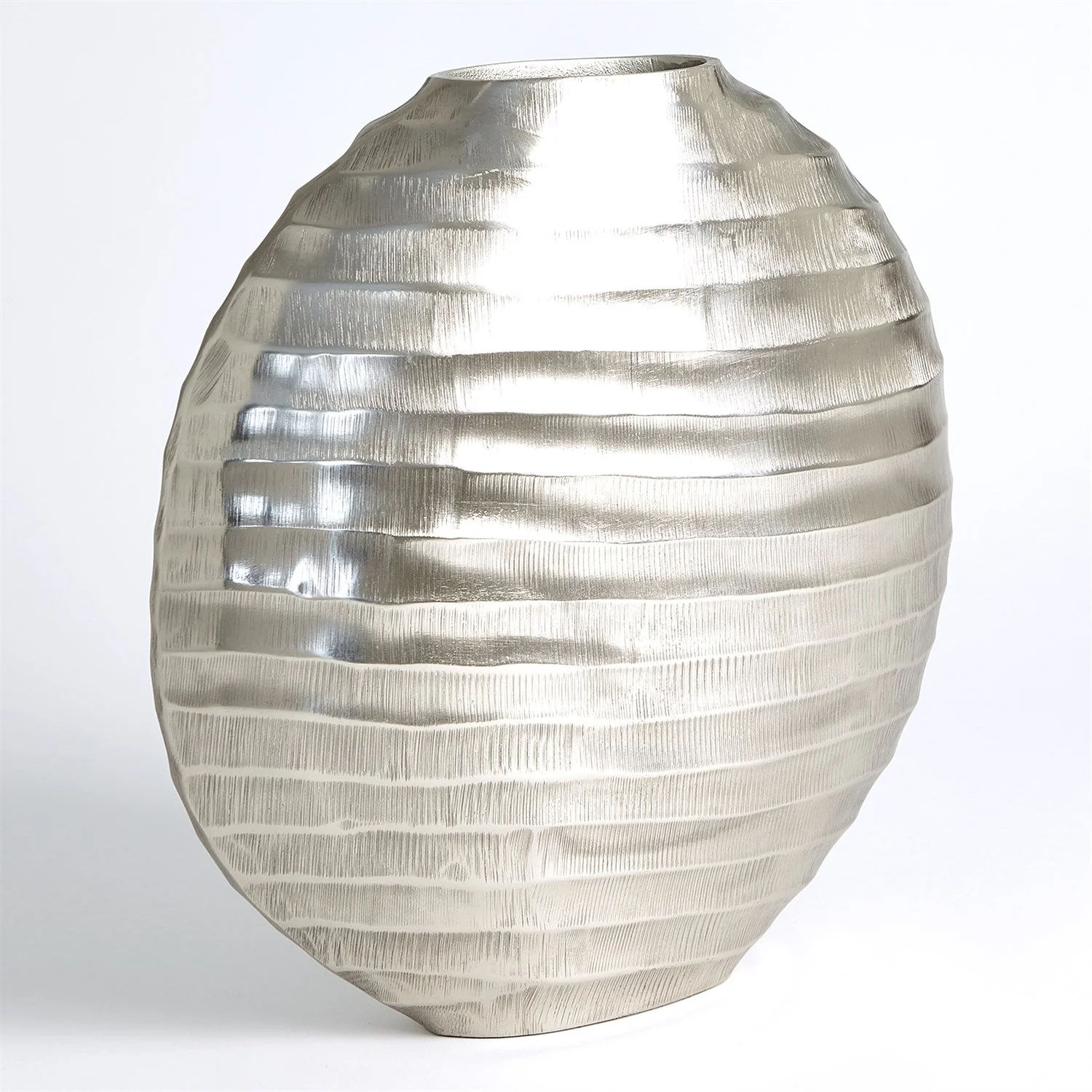 Global Views Chased Oval Vase - Antique Nickel - Image 3