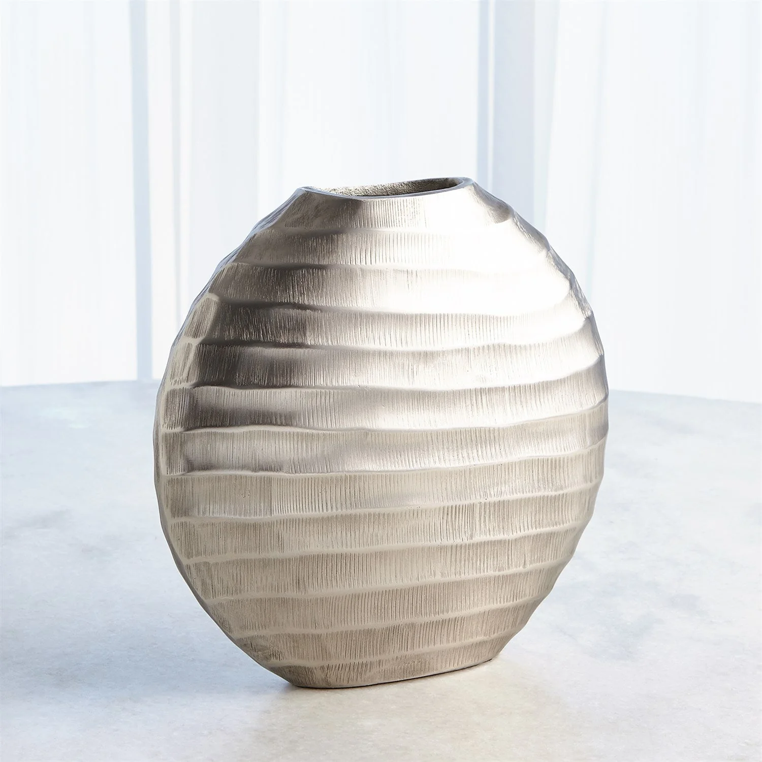 Global Views Chased Oval Vase - Antique Nickel - Image 5