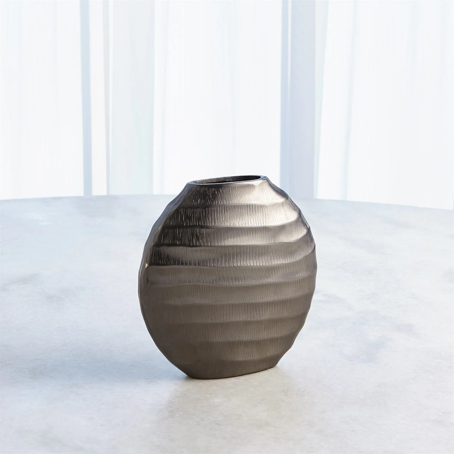 Global Views Chased Oval Vase - Black Nickel - Image 11