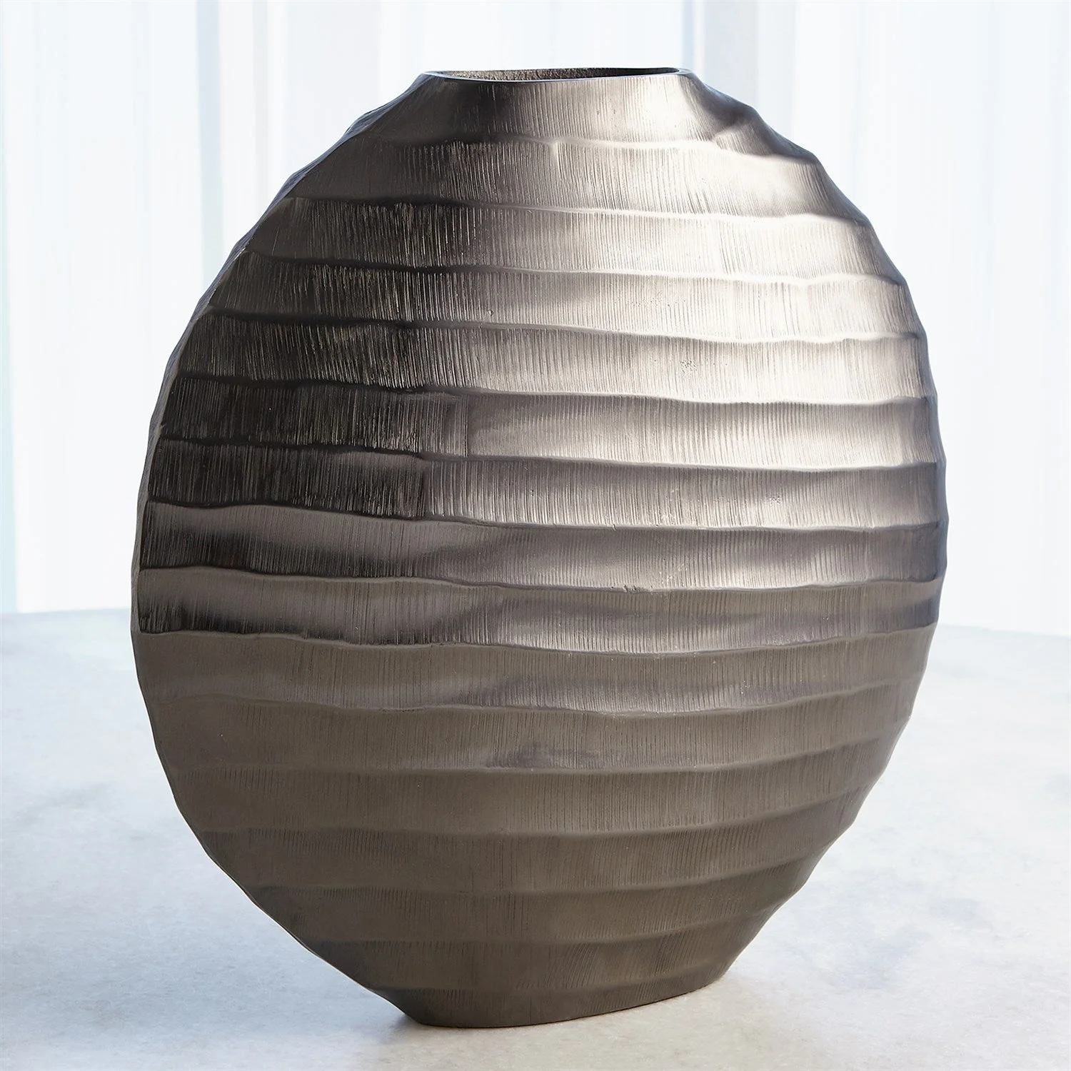 Global Views Chased Oval Vase - Black Nickel - Image 5