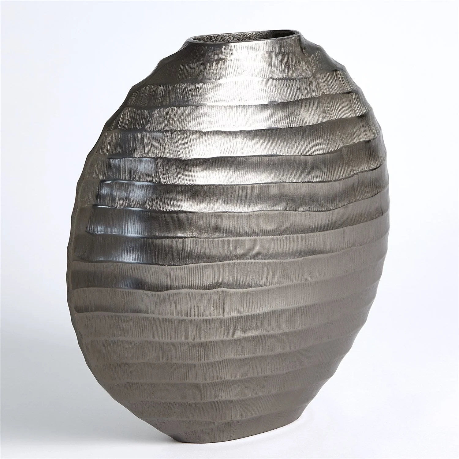 Global Views Chased Oval Vase - Black Nickel - Image 6