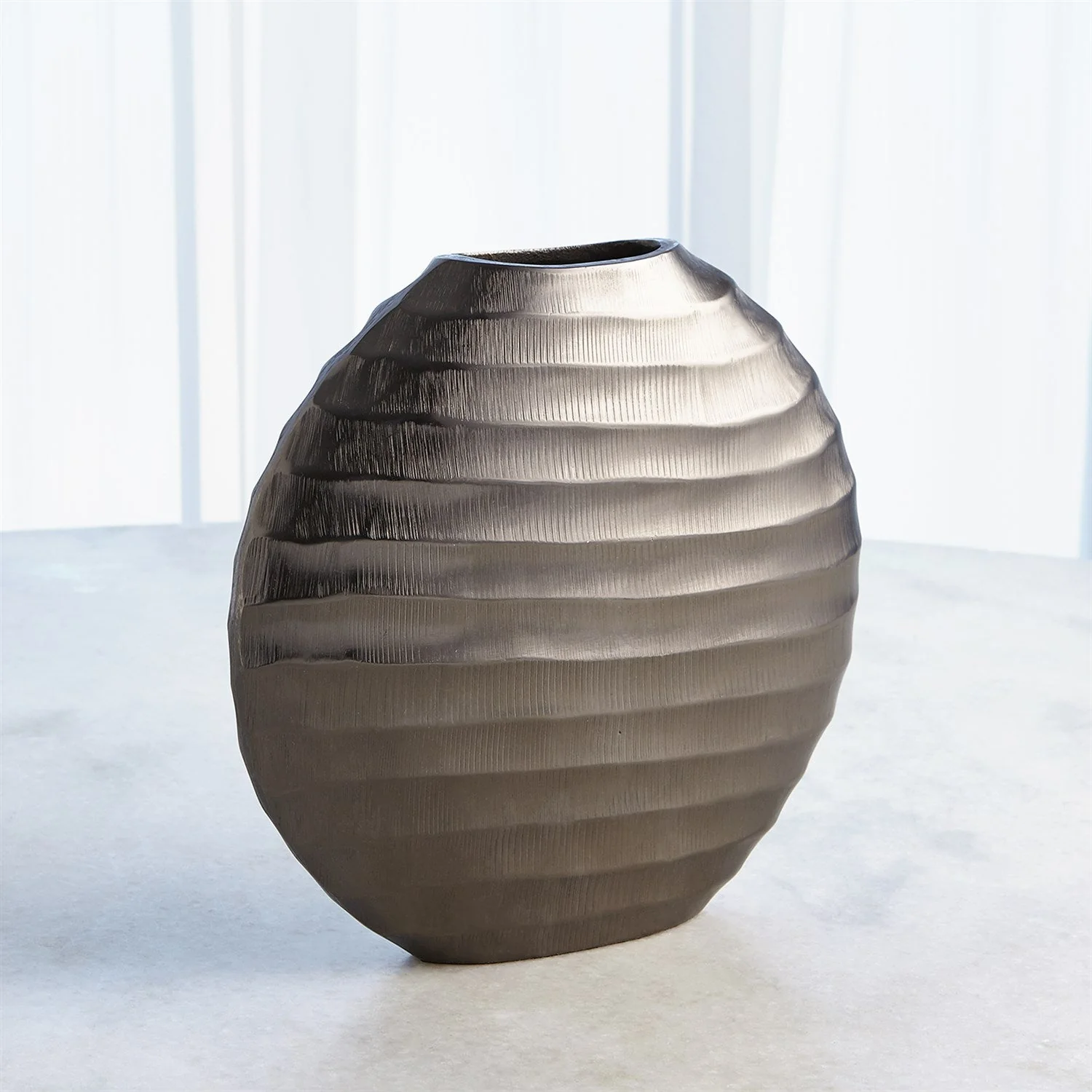 Global Views Chased Oval Vase - Black Nickel - Image 8