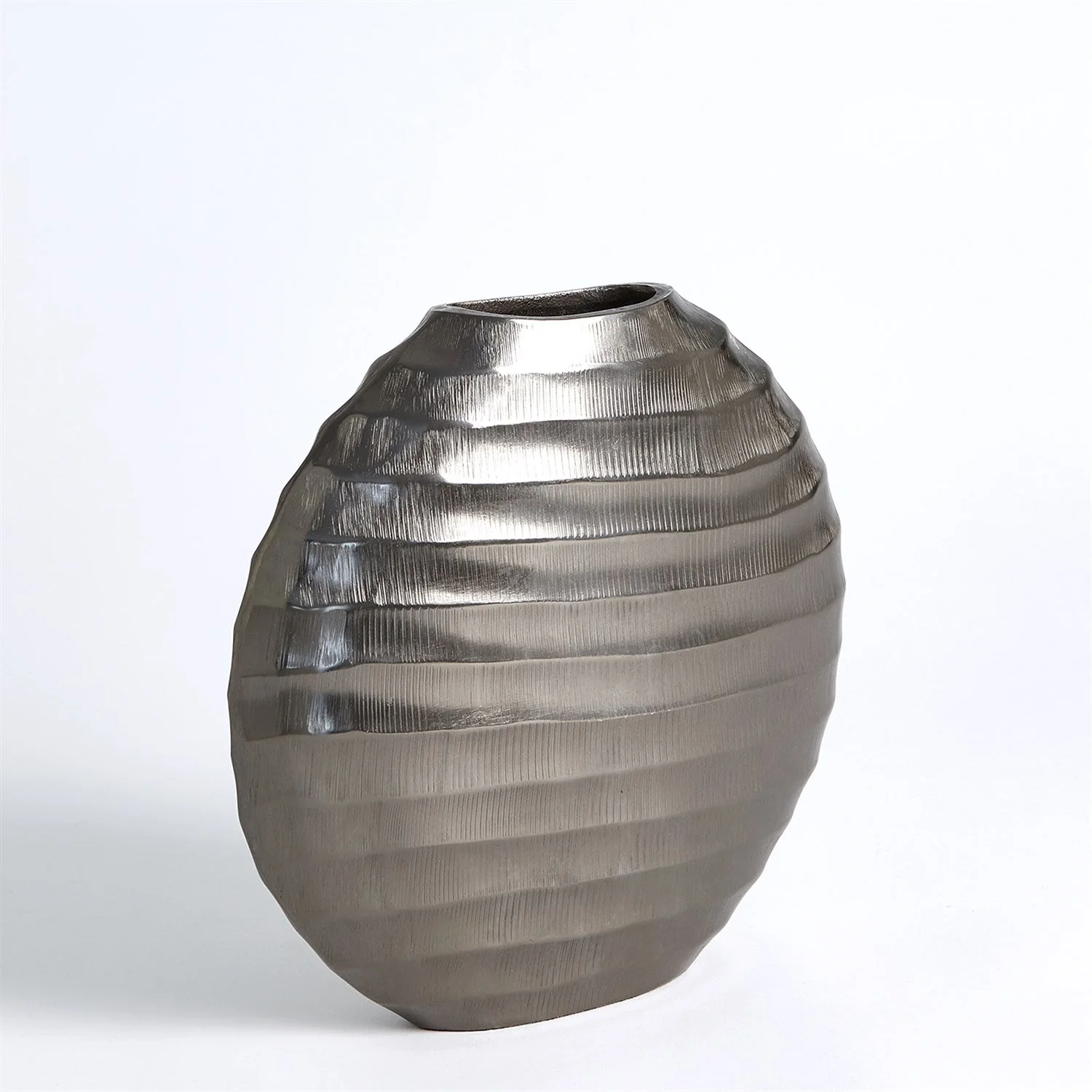 Global Views Chased Oval Vase - Black Nickel - Image 9