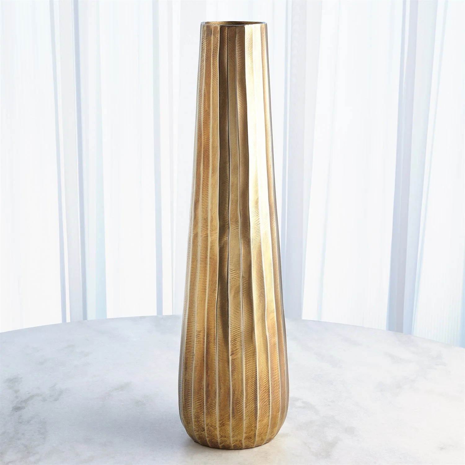 Global Views Chased Round Vase - Antique Brass - Image 3