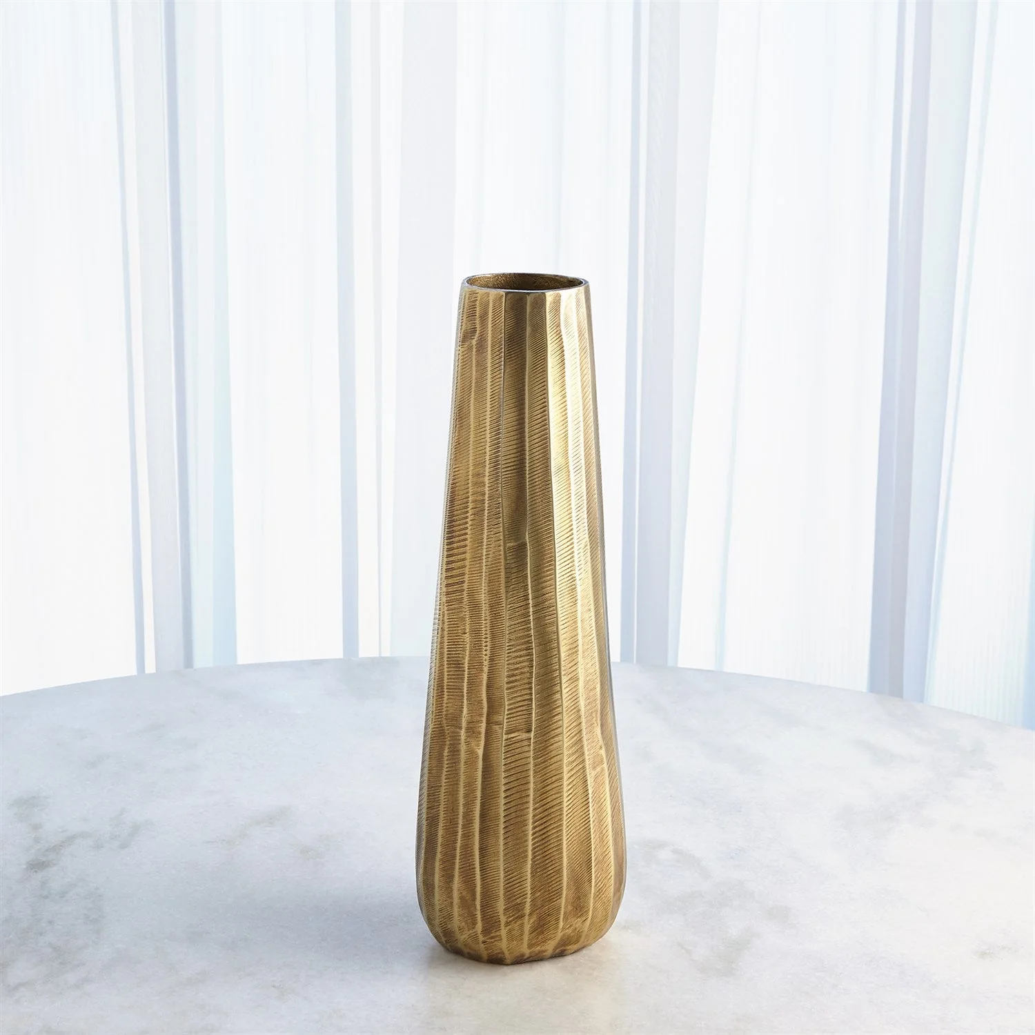 Global Views Chased Round Vase - Antique Brass - Image 5