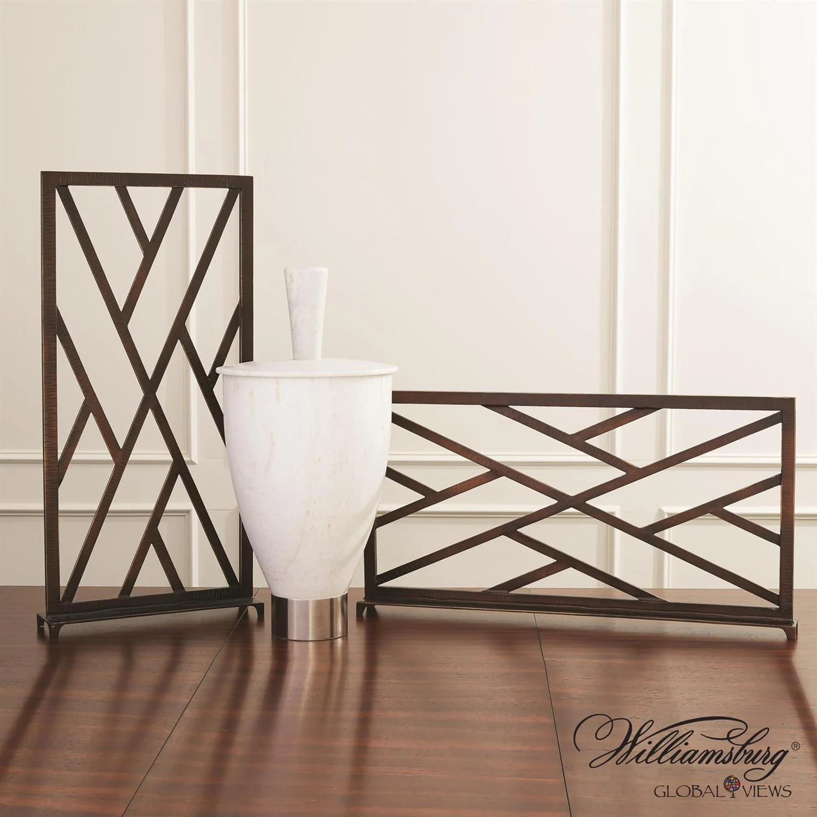 Global Views Chinoise Fret Fireplace Screen - Image 3