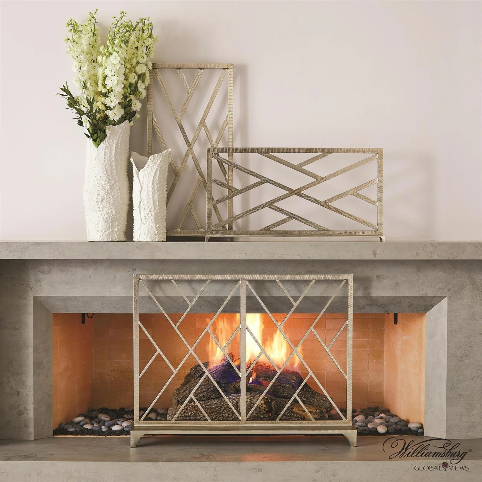 Global Views Chinoise Fret Fireplace Screen - Image 6