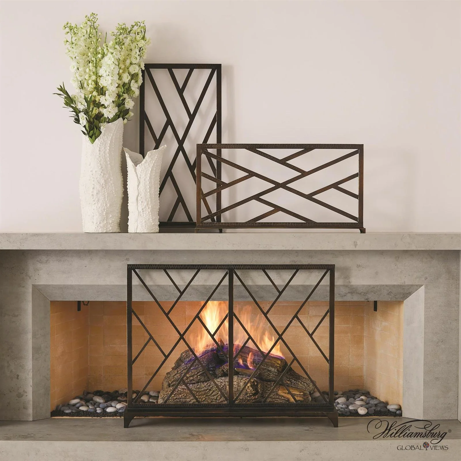 Global Views Chinoise Fret Fireplace Screen - Image 7