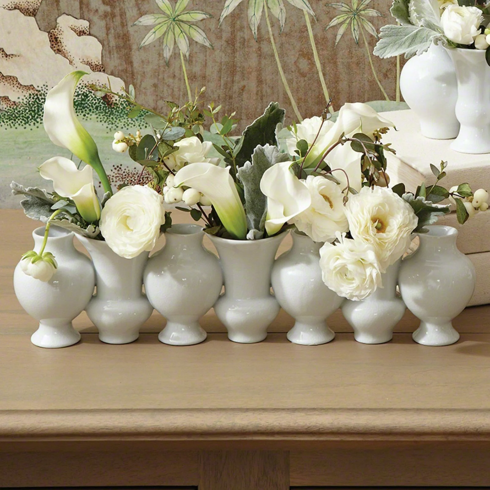 Global Views Chinoise Linear Bud Vase-White Crackle - Image 3
