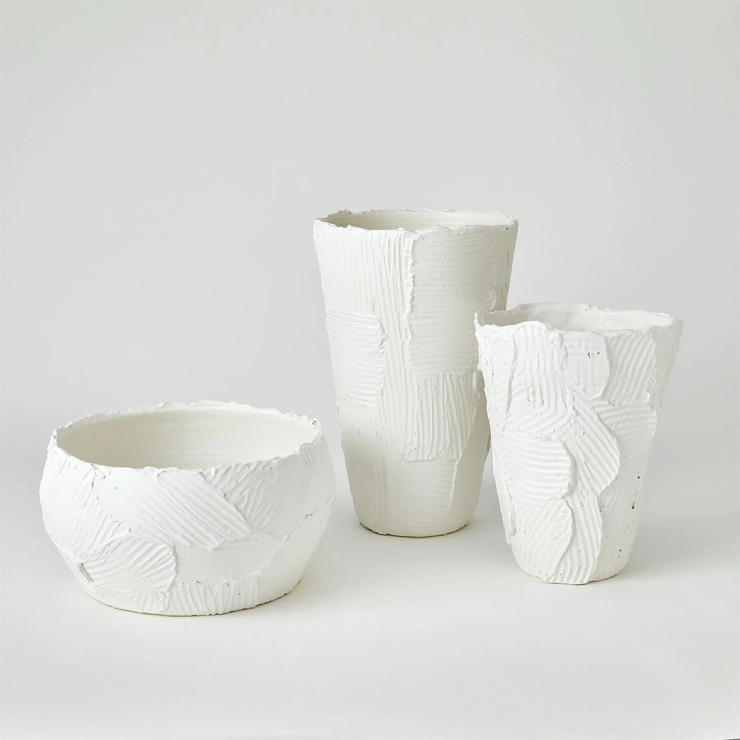 Global Views Chip Bowl & Vases - Matte White - Image 3