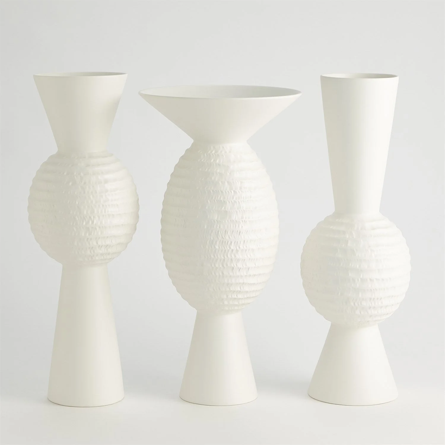 Global Views Chiseled Orb Vase - Matte White - Image 2