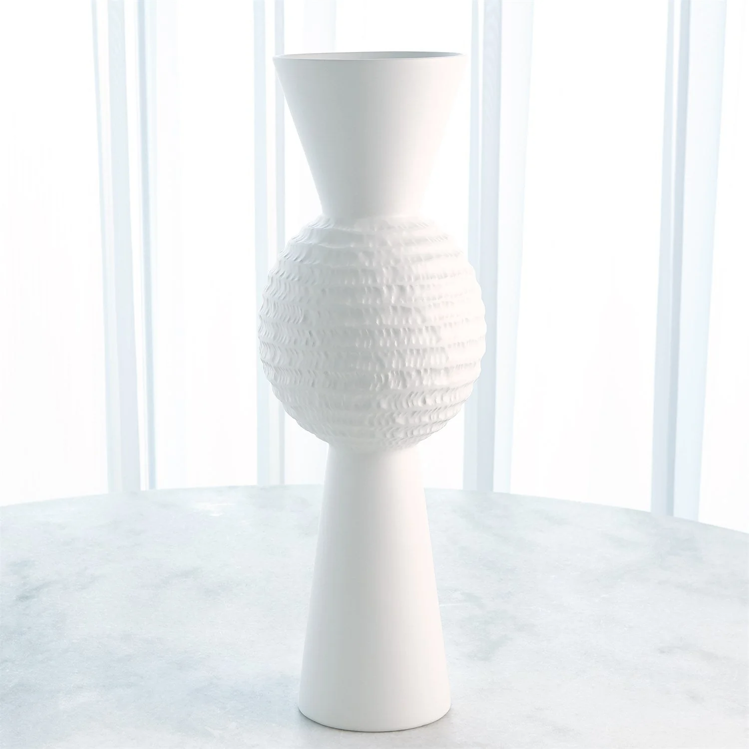 Global Views Chiseled Orb Vase - Matte White - Image 4