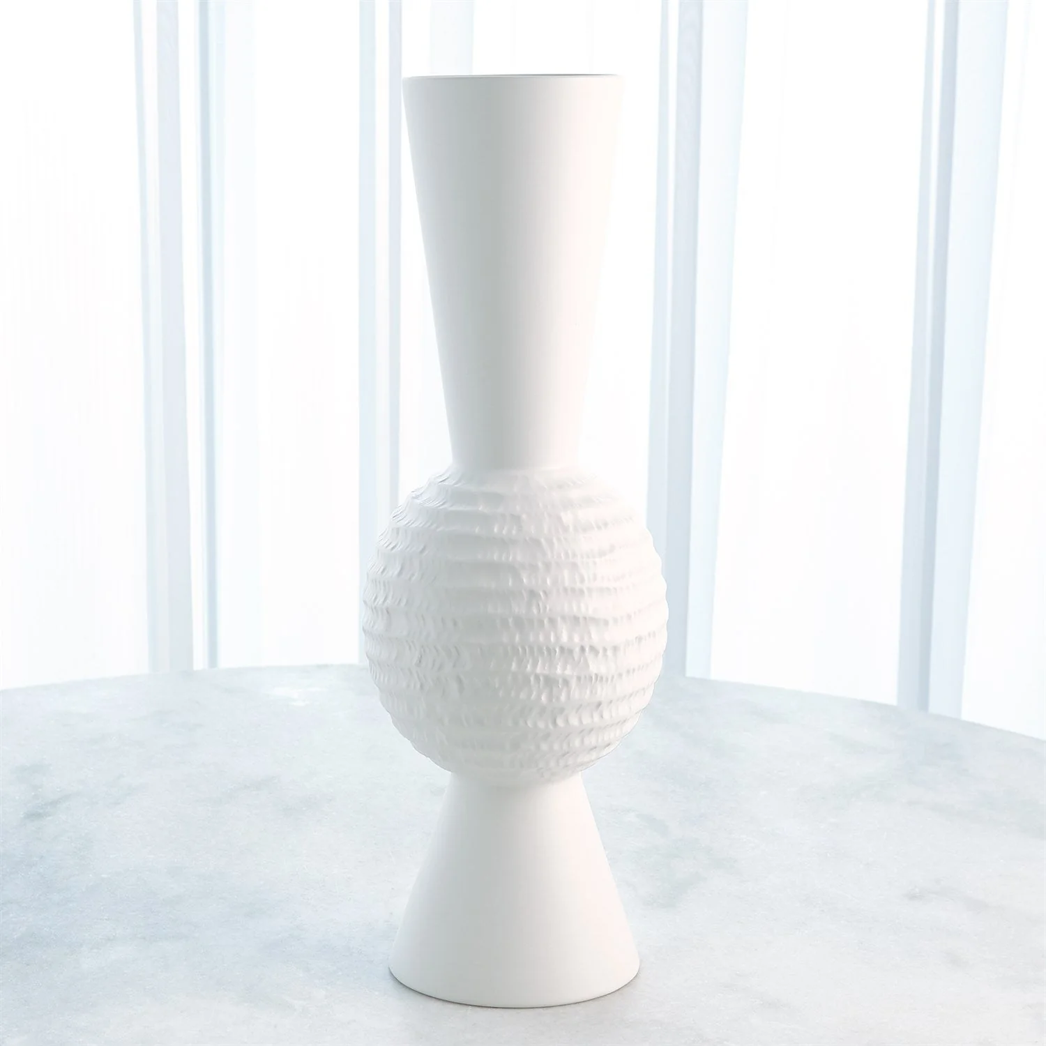 Global Views Chiseled Orb Vase - Matte White - Image 6