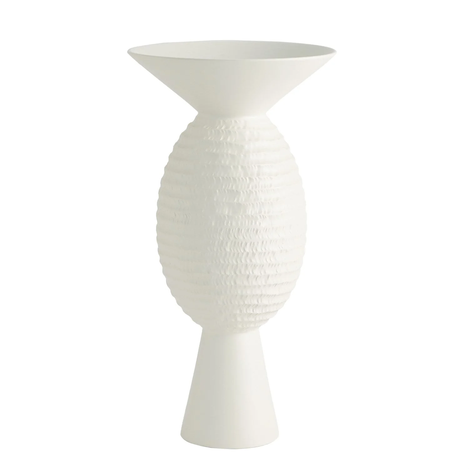 Global Views Chiseled Orb Vase - Matte White - Image 7