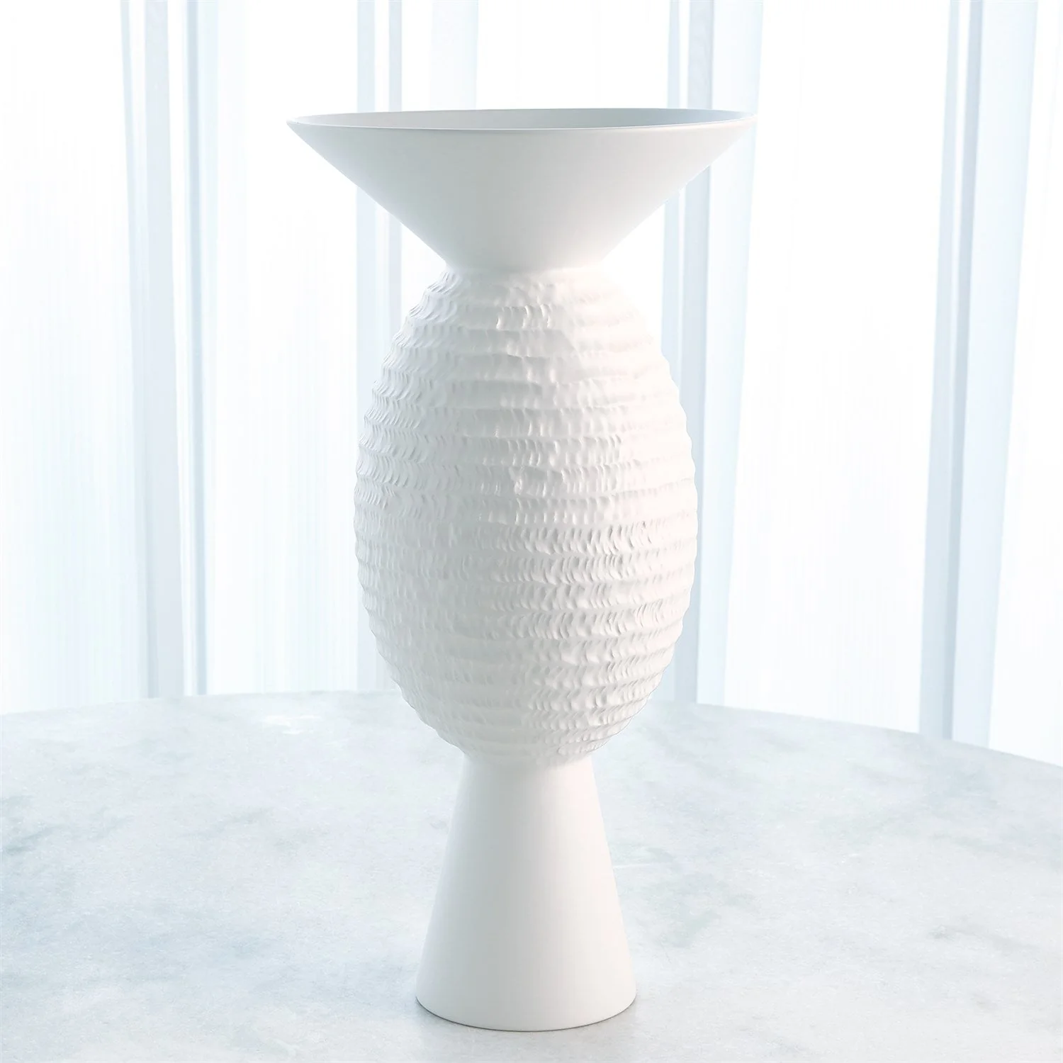 Global Views Chiseled Orb Vase - Matte White - Image 8