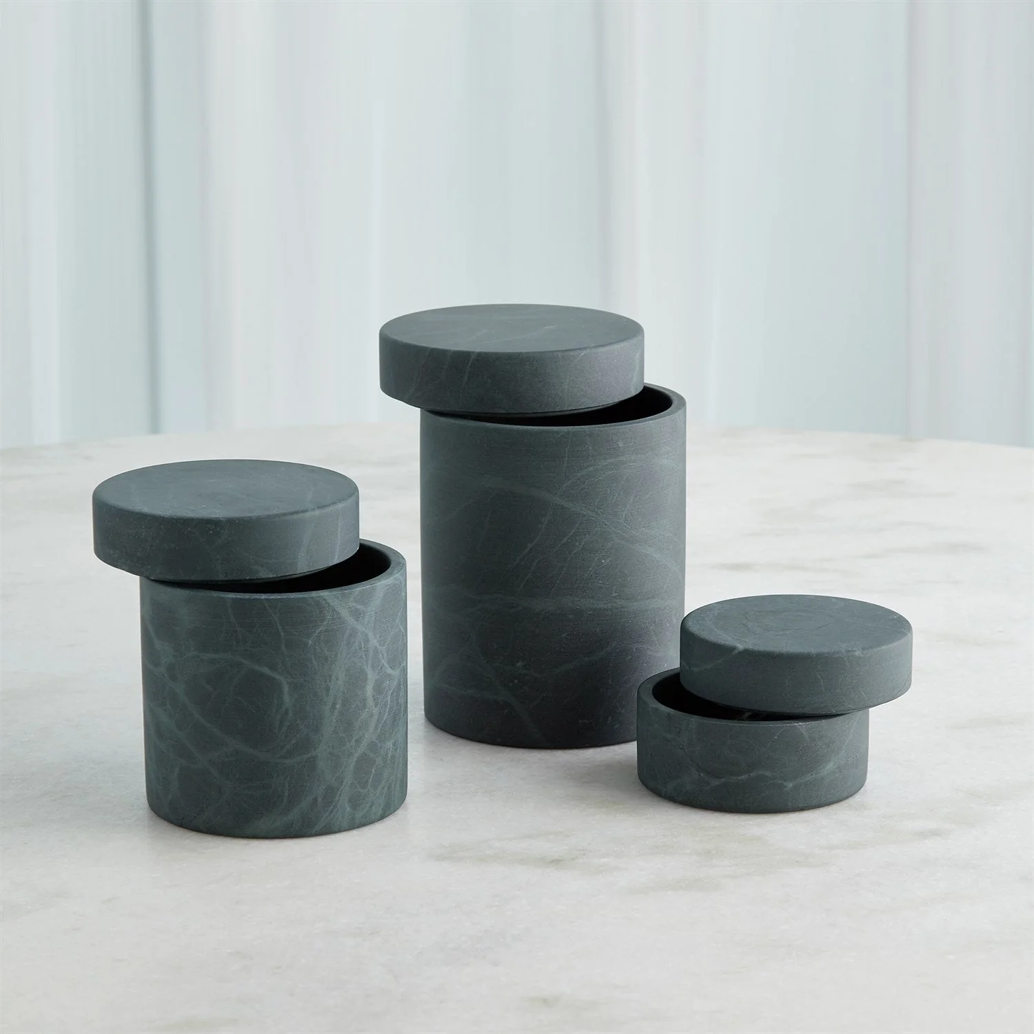 Global Views Cilindro Alabaster Box - BlackGreen - Image 4