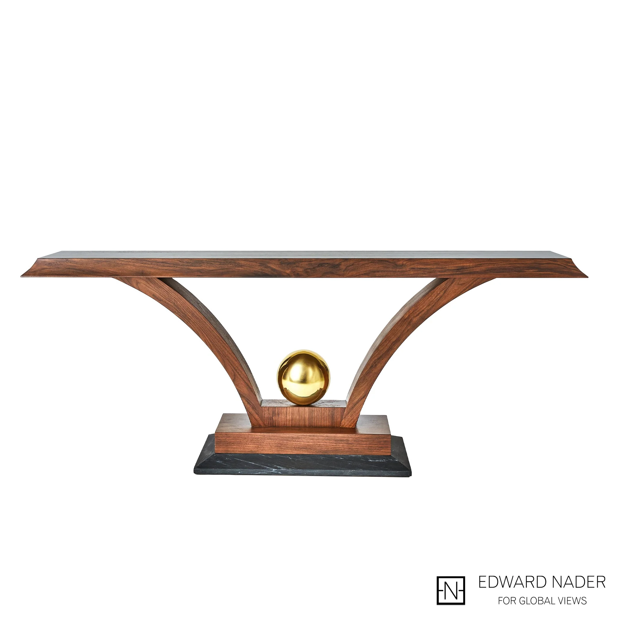Global Views Colby Console Walnut/Brass - Image 11