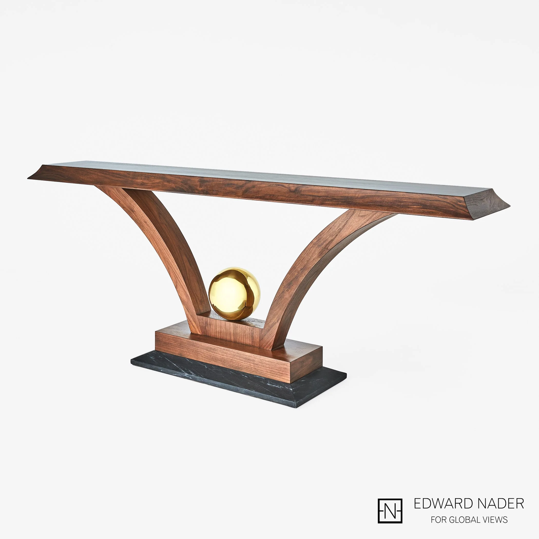Global Views Colby Console Walnut/Brass - Image 12