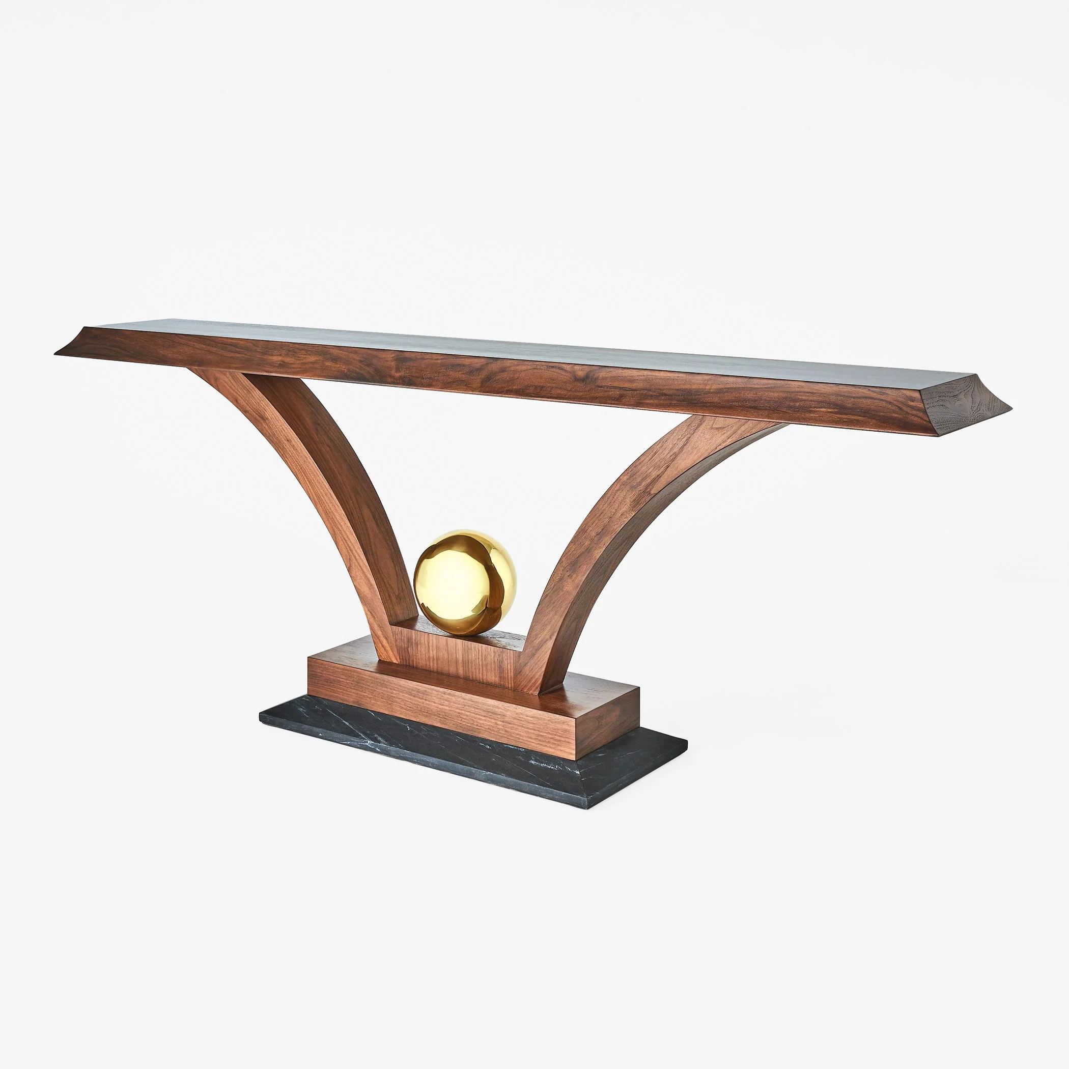 Global Views Colby Console Walnut/Brass - Image 2