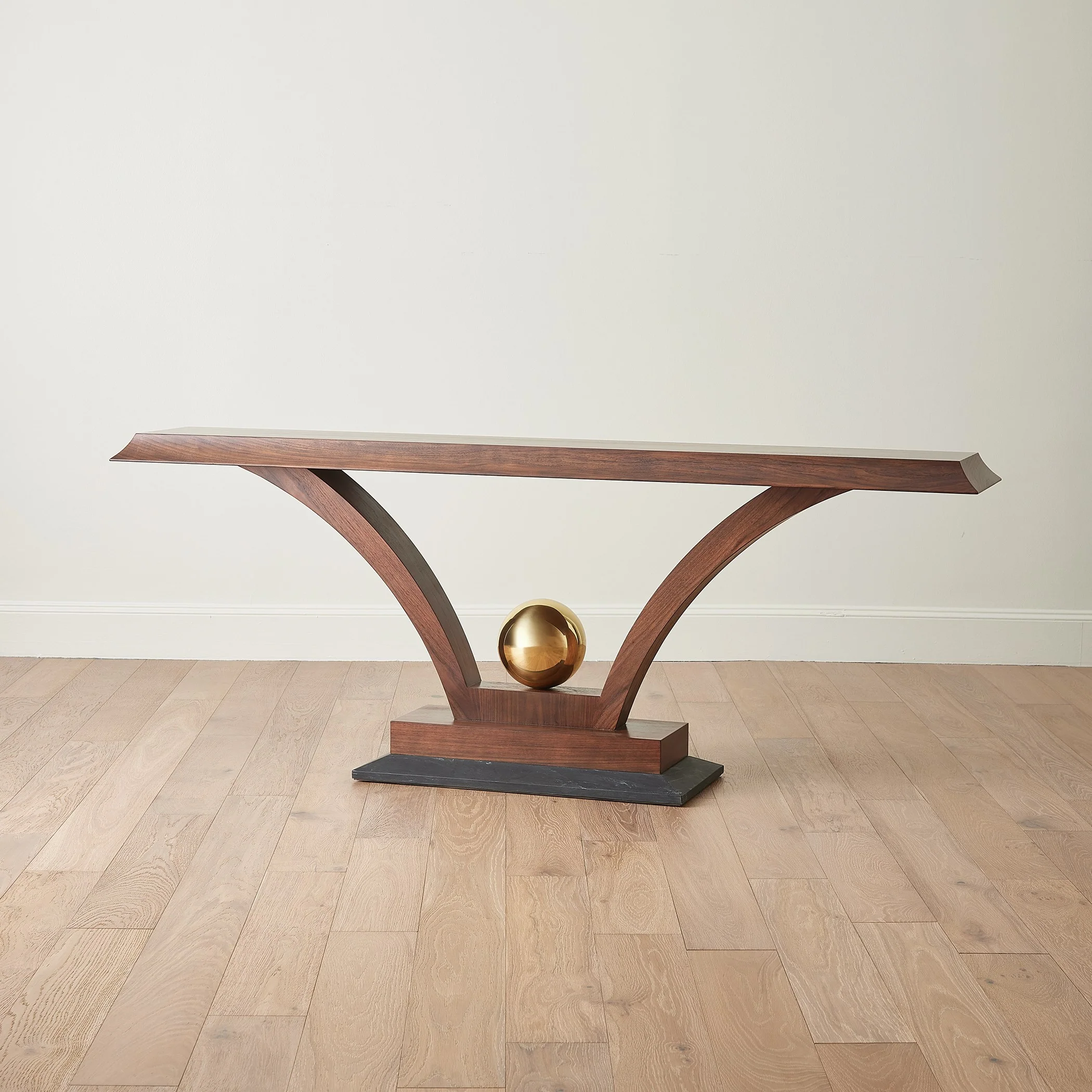 Global Views Colby Console Walnut/Brass - Image 4