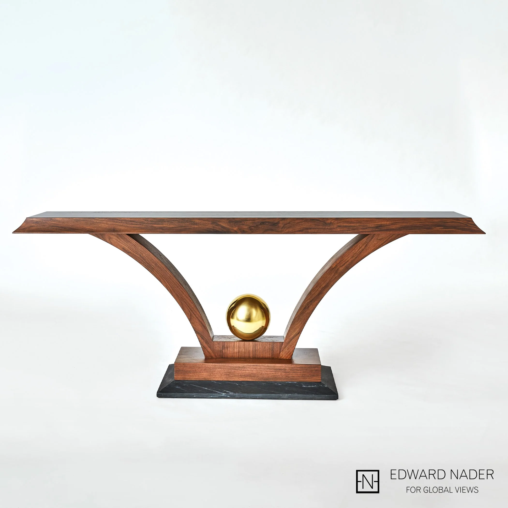 Global Views Colby Console Walnut/Brass - Image 5