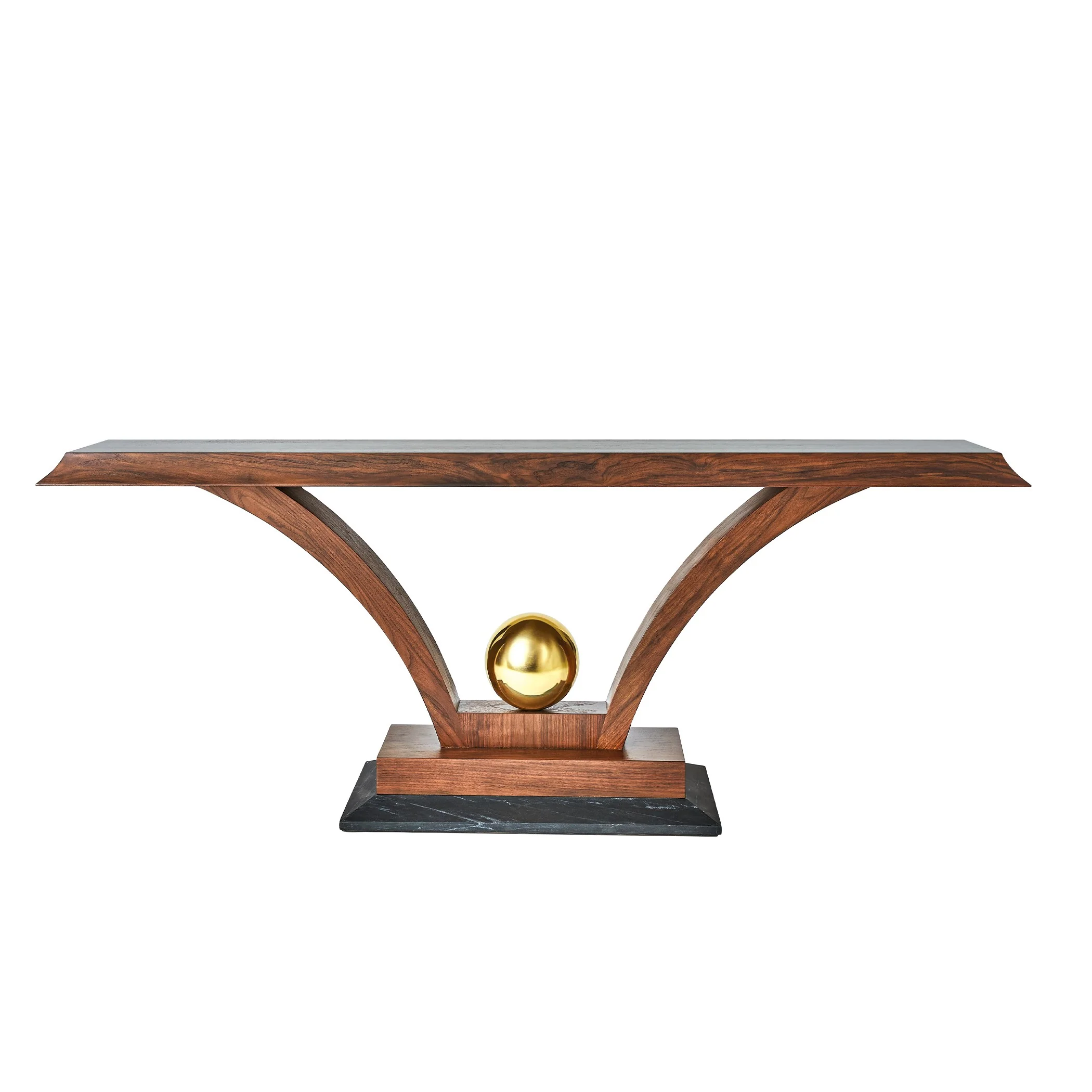 Global Views Colby Console Walnut/Brass - Image 8