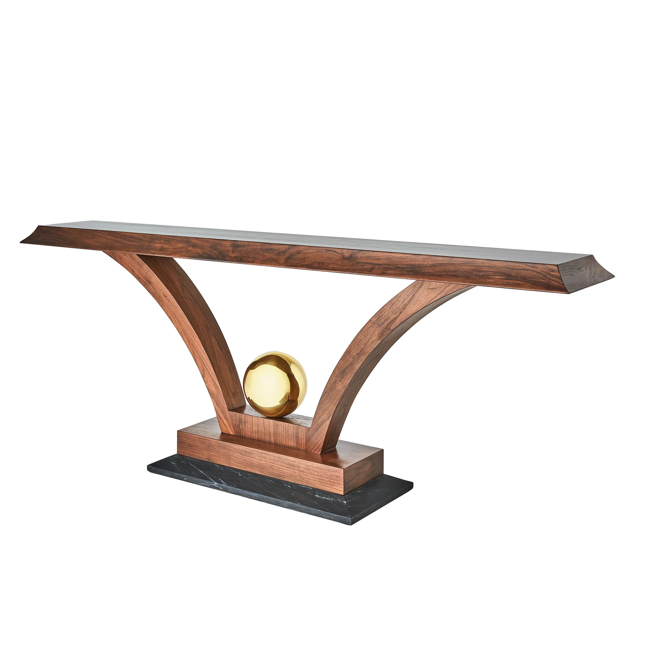 Global Views Colby Console Walnut/Brass - Image 9
