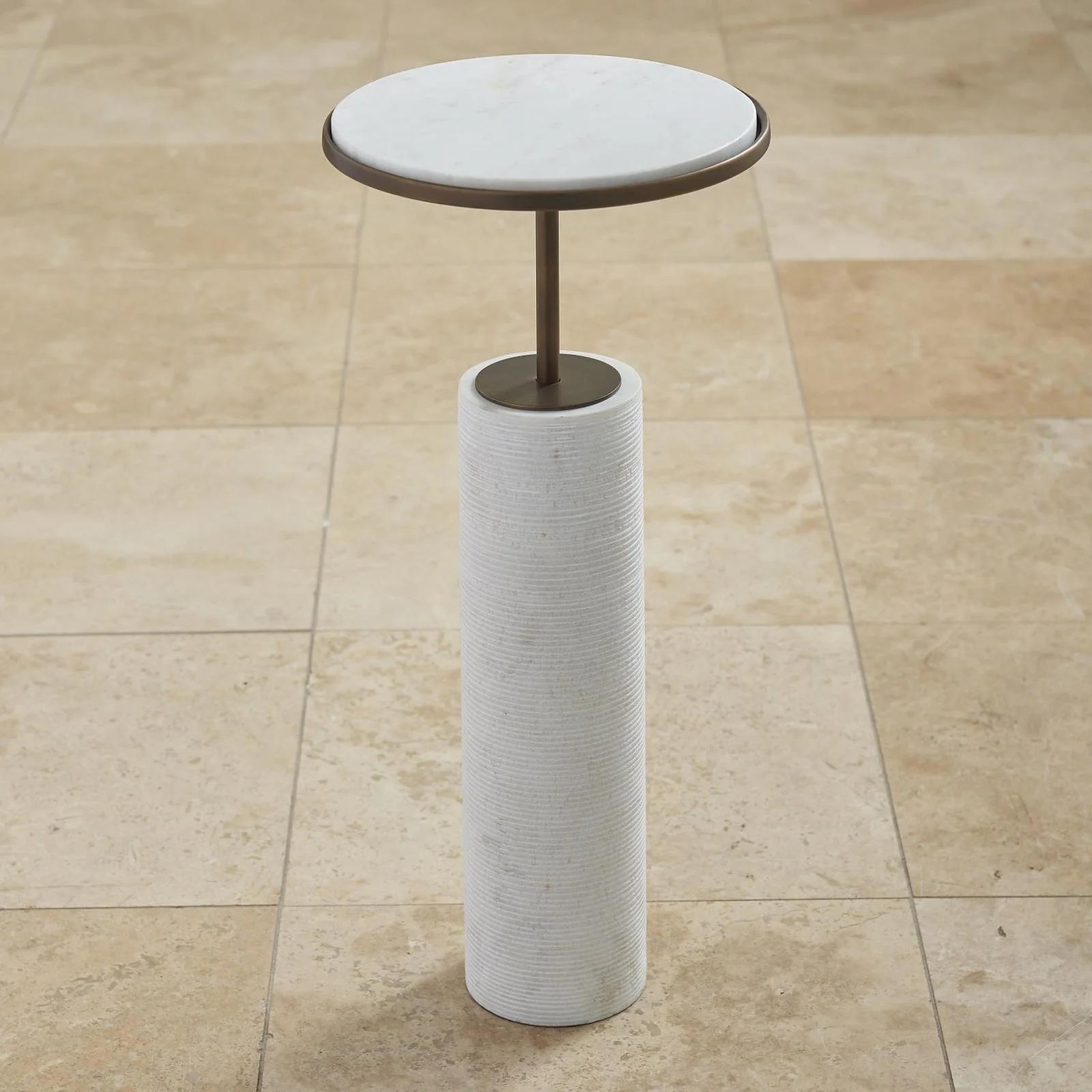 Global Views Cored Marble Table Bronze - Image 2