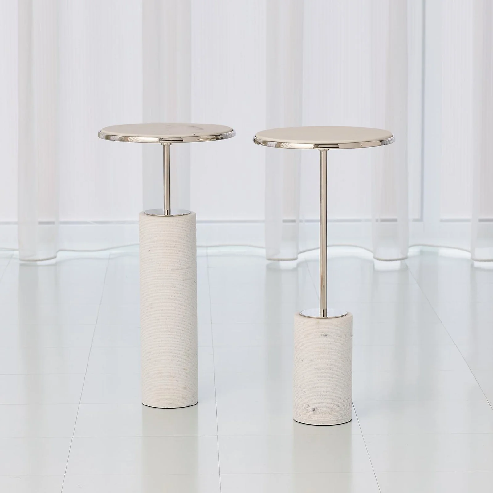 Global Views Cored Marble Table Nickel - Image 4