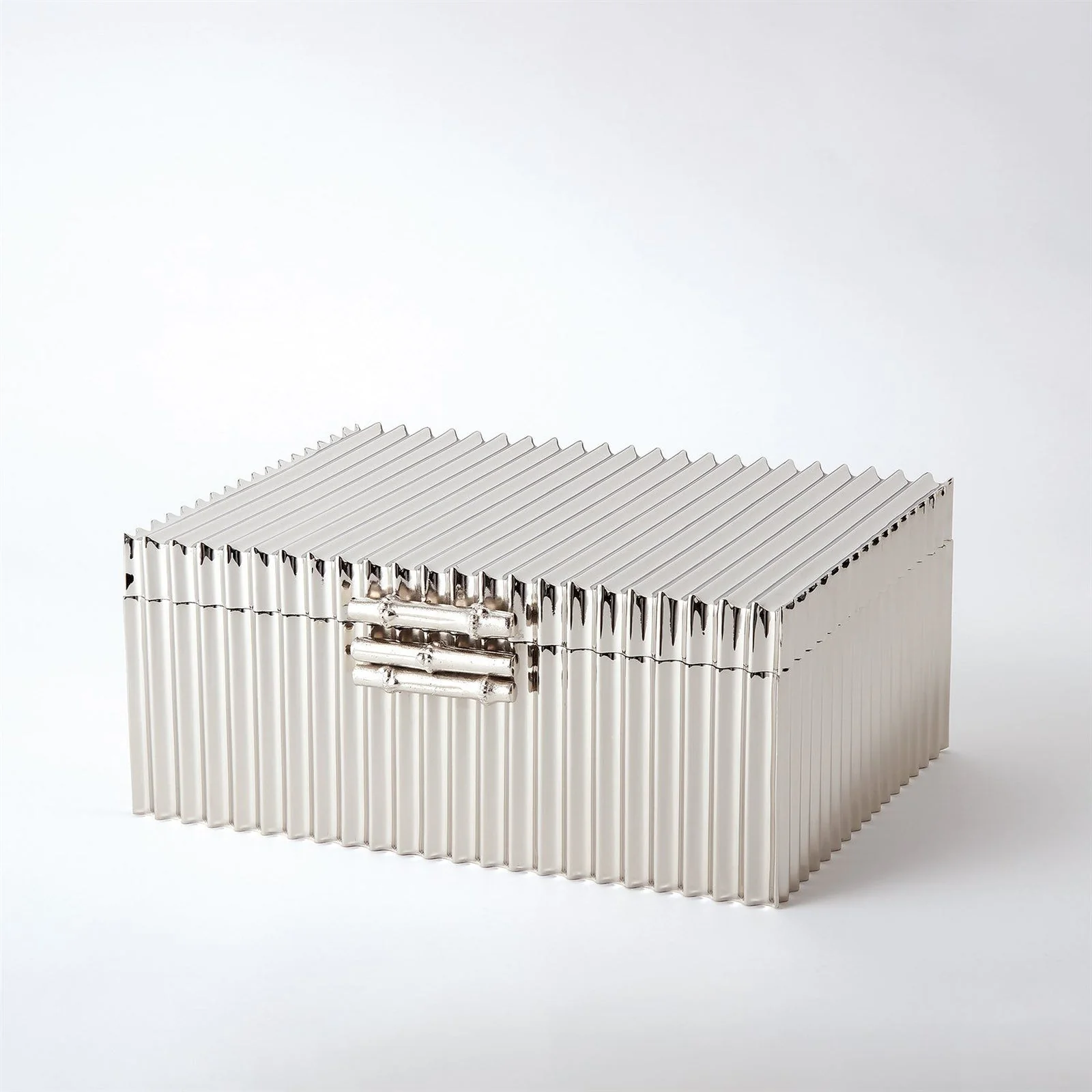 Global Views Corrugated Bamboo Box-Nickel - Image 2