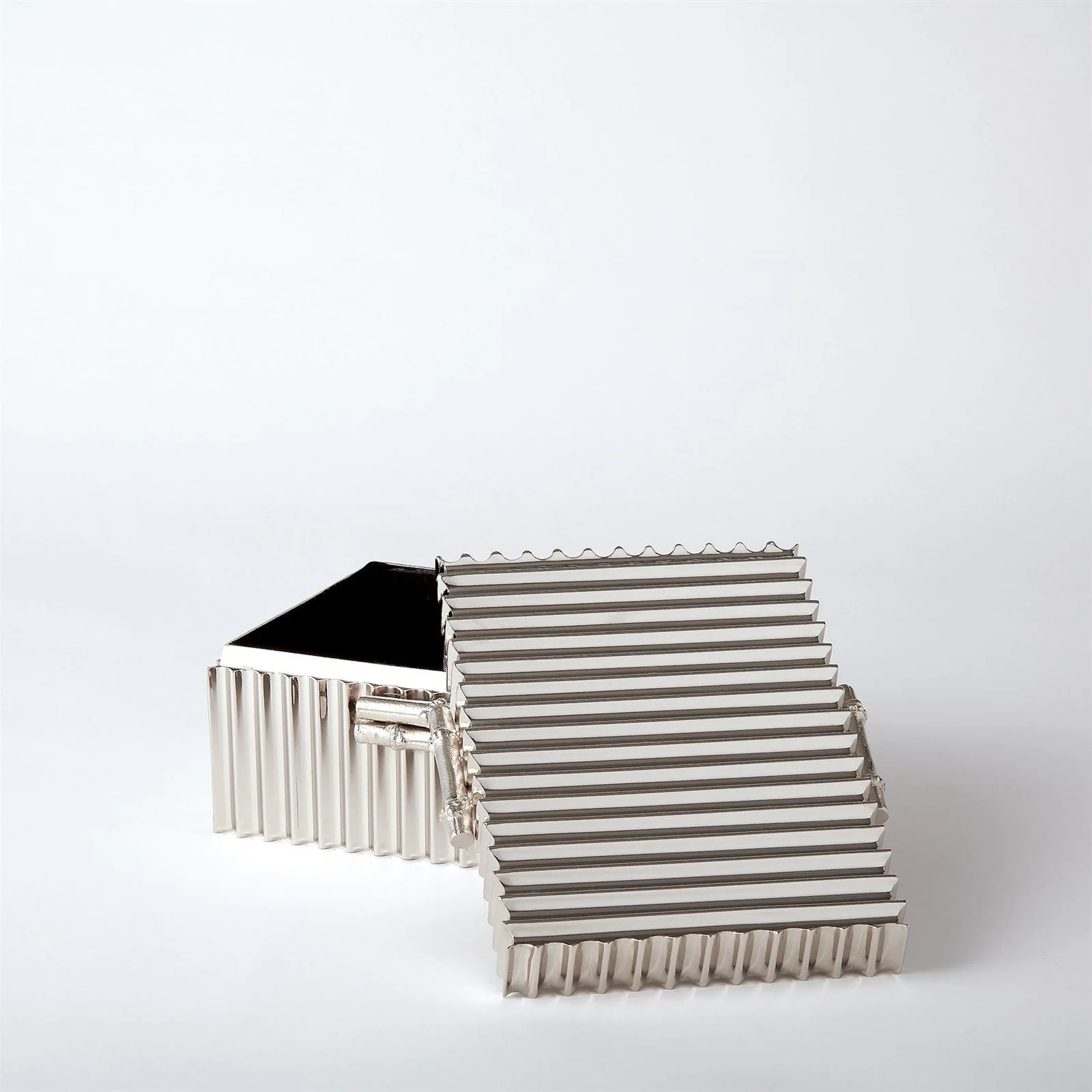 Global Views Corrugated Bamboo Box-Nickel - Image 3