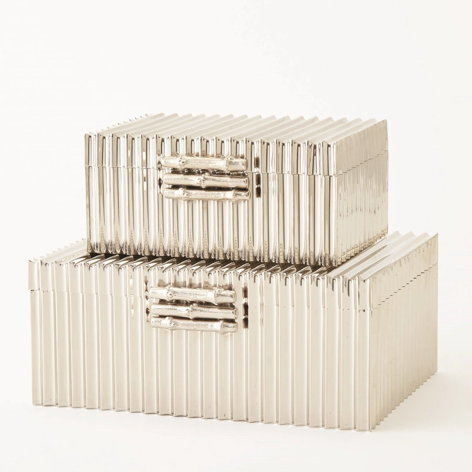 Global Views Corrugated Bamboo Box-Nickel - Image 5
