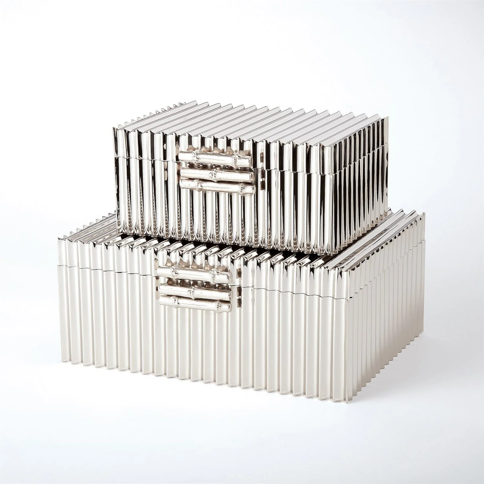 Global Views Corrugated Bamboo Box-Nickel - Image 6