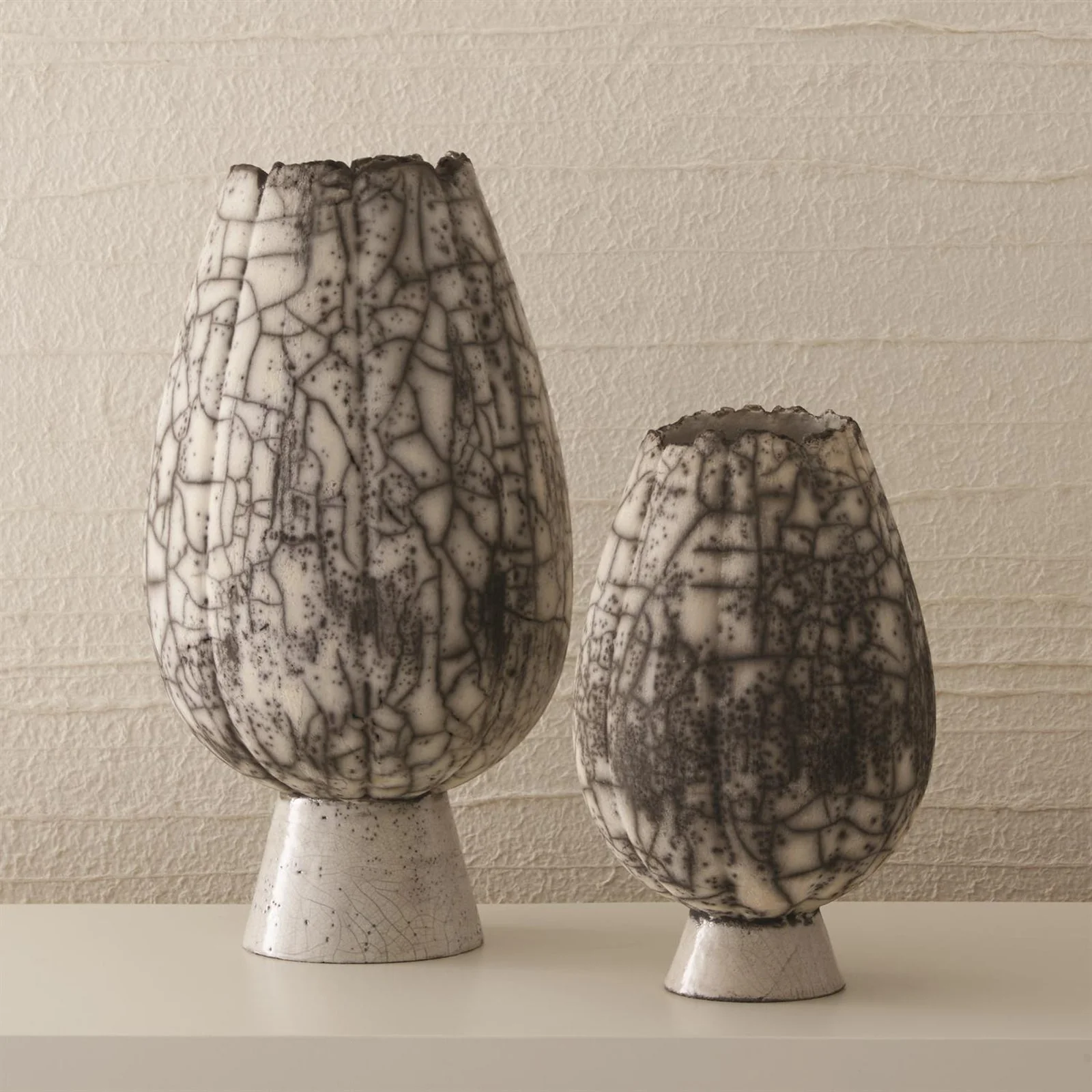Global Views Crackled Footed Vase-Black Raku - Image 4