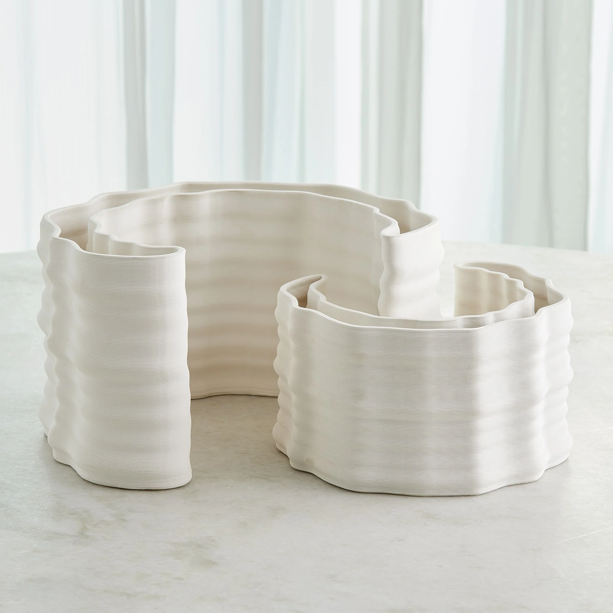 Global Views Crescent Printed Vase Matte White - Image 10