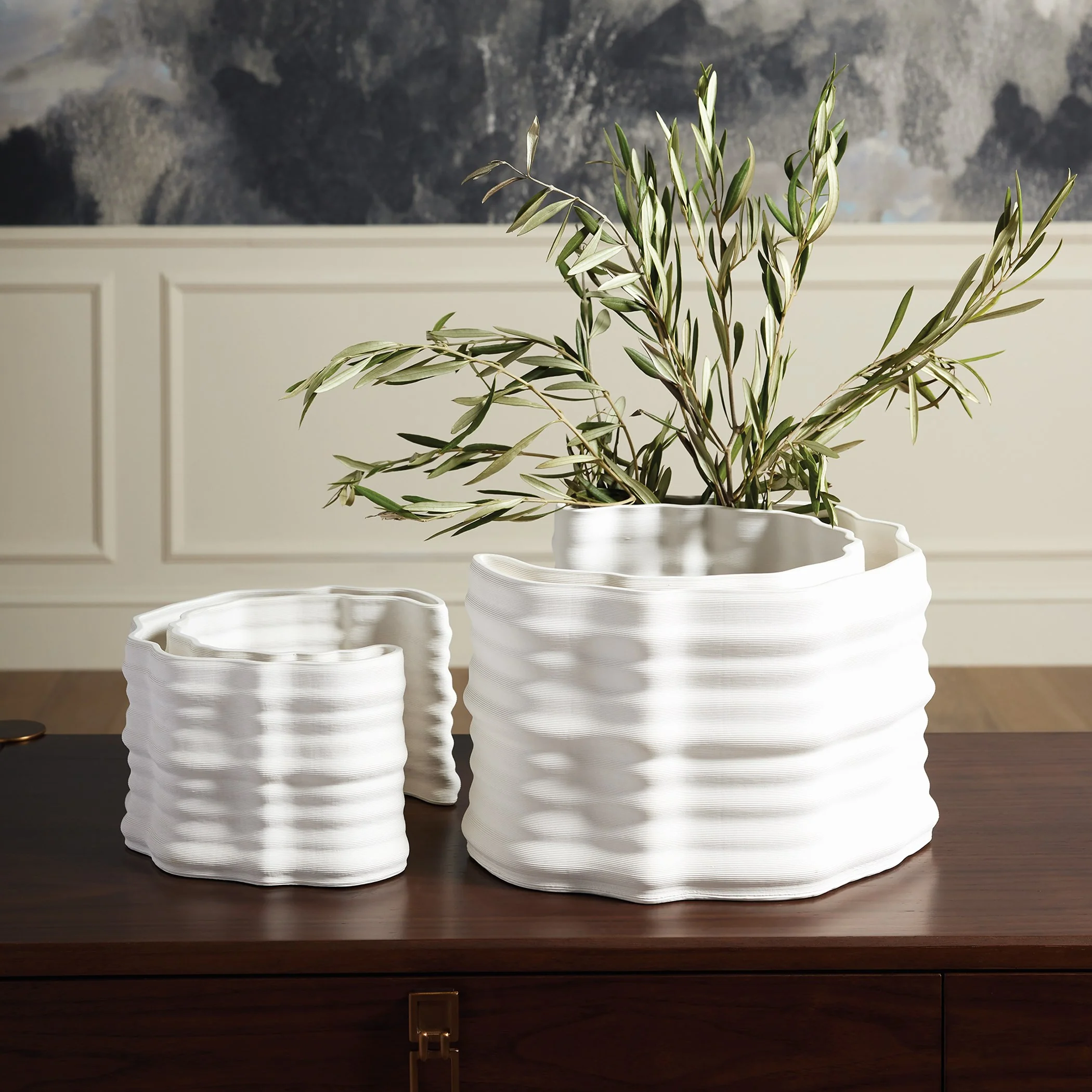 Global Views Crescent Printed Vase Matte White - Image 13