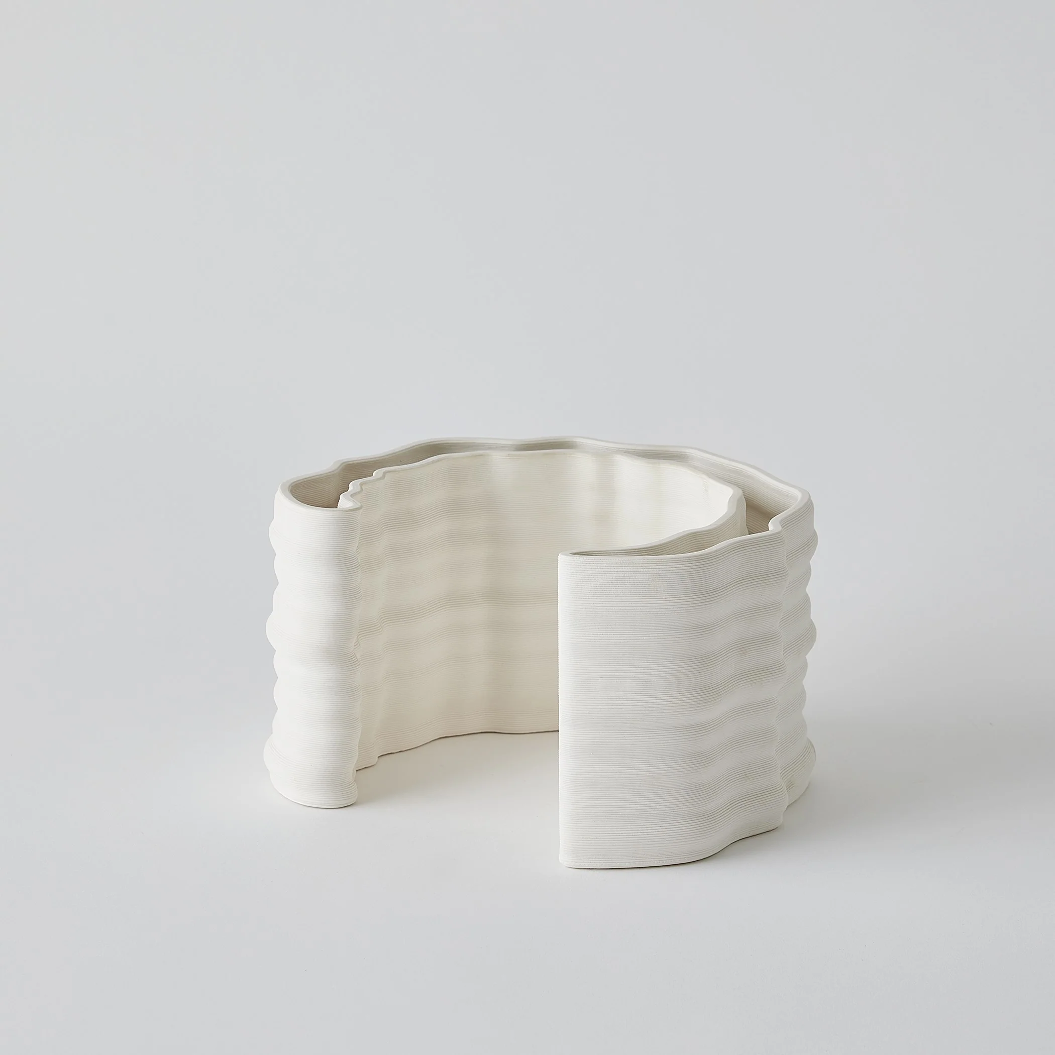 Global Views Crescent Printed Vase Matte White - Image 2
