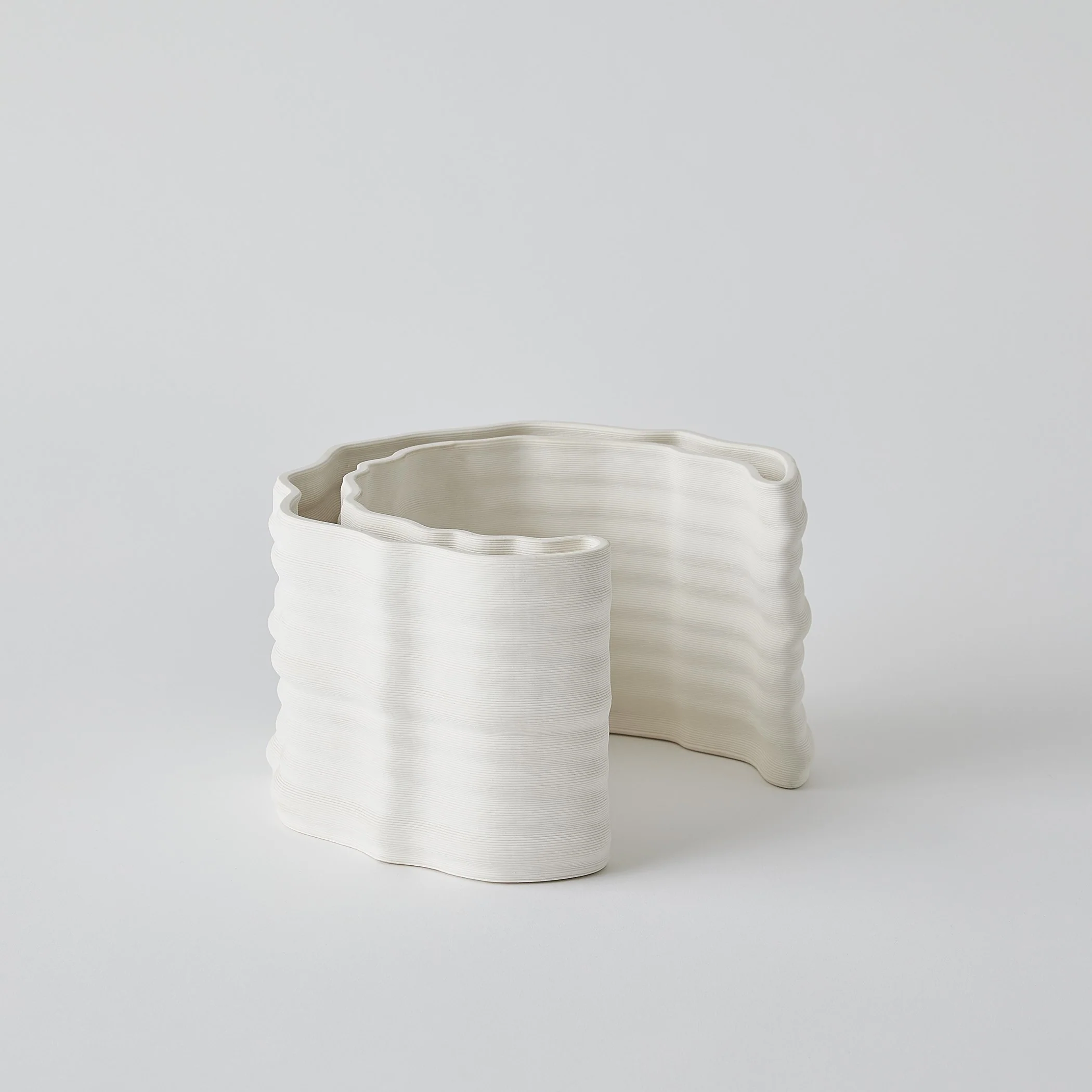 Global Views Crescent Printed Vase Matte White - Image 3