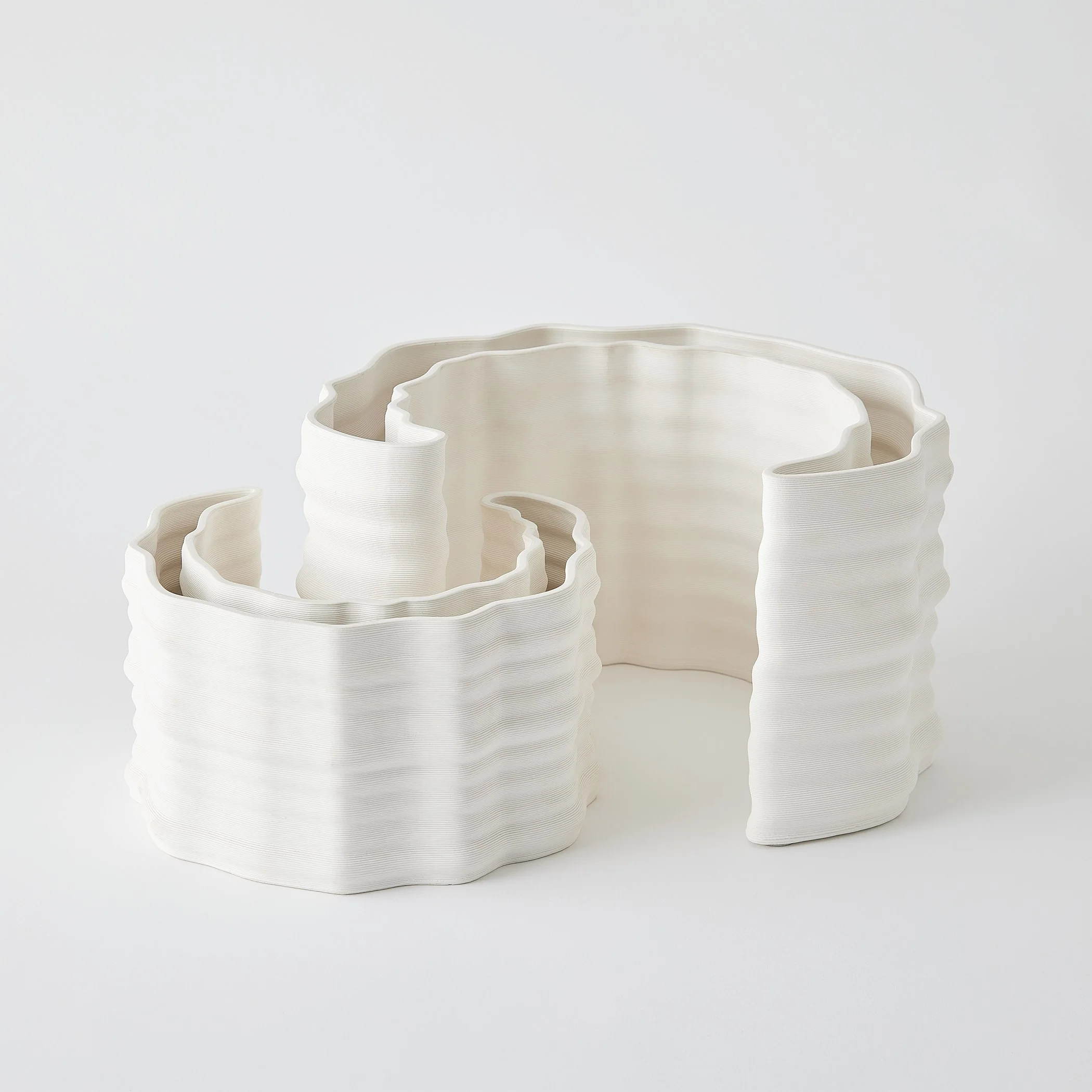 Global Views Crescent Printed Vase Matte White - Image 4