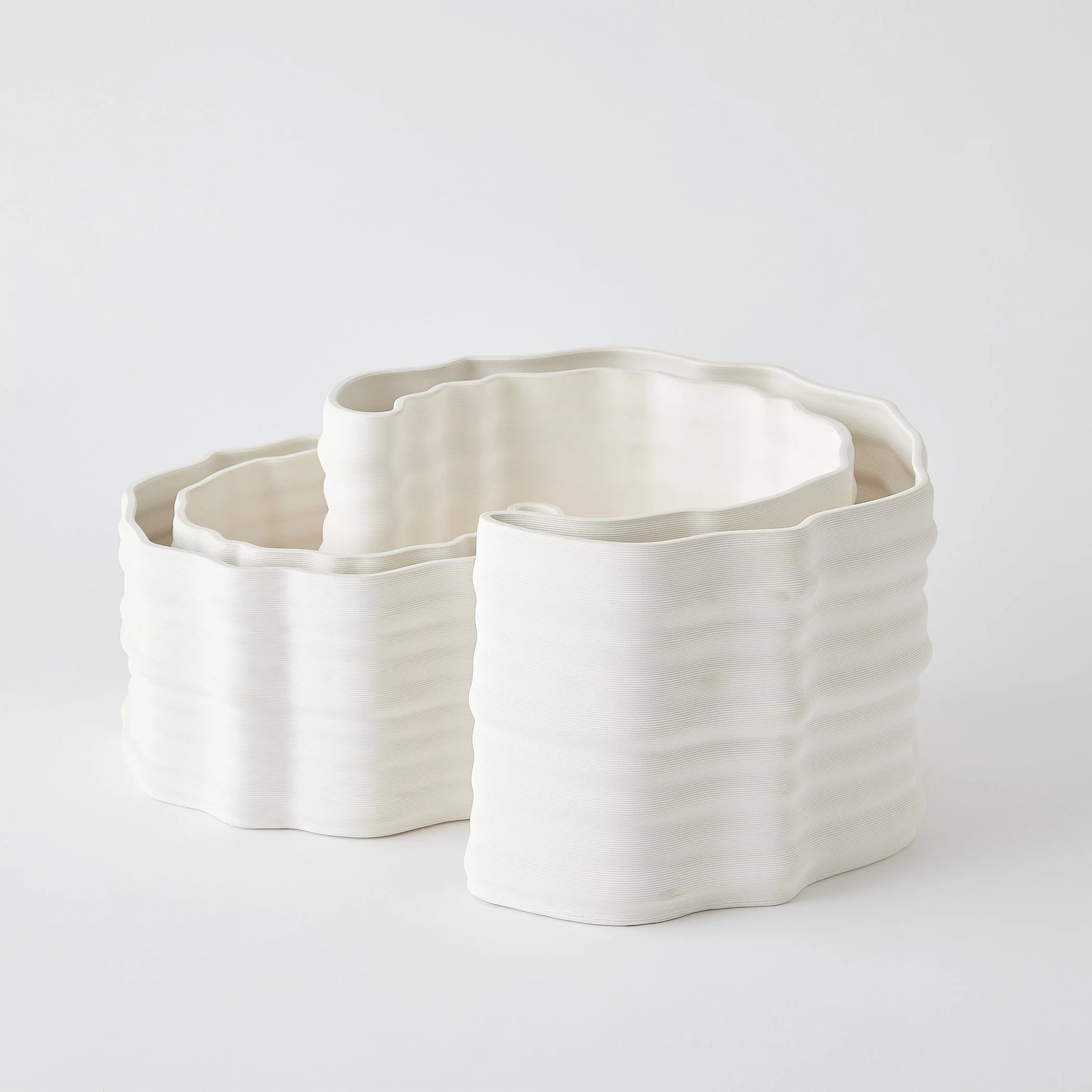 Global Views Crescent Printed Vase Matte White - Image 5