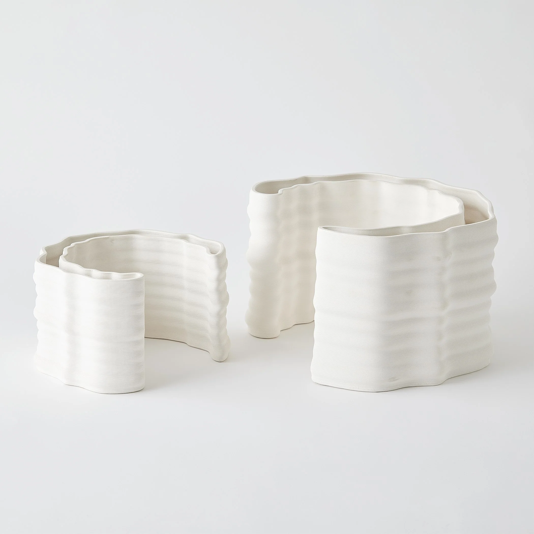 Global Views Crescent Printed Vase Matte White - Image 6