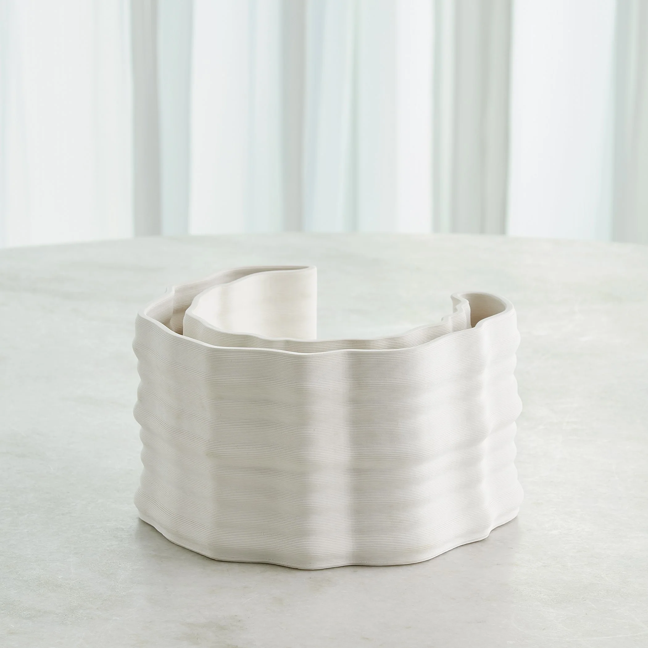 Global Views Crescent Printed Vase Matte White - Image 7