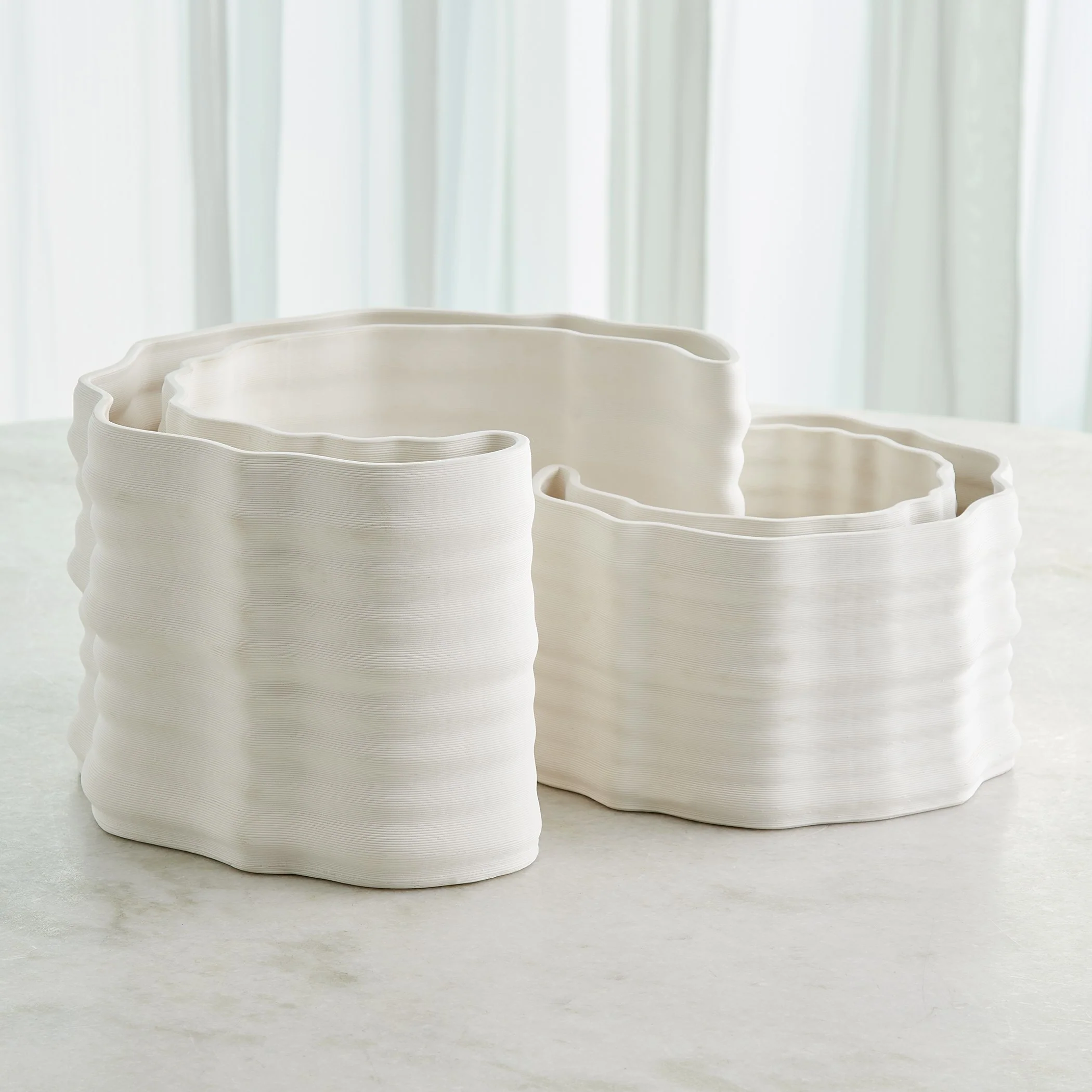Global Views Crescent Printed Vase Matte White - Image 9