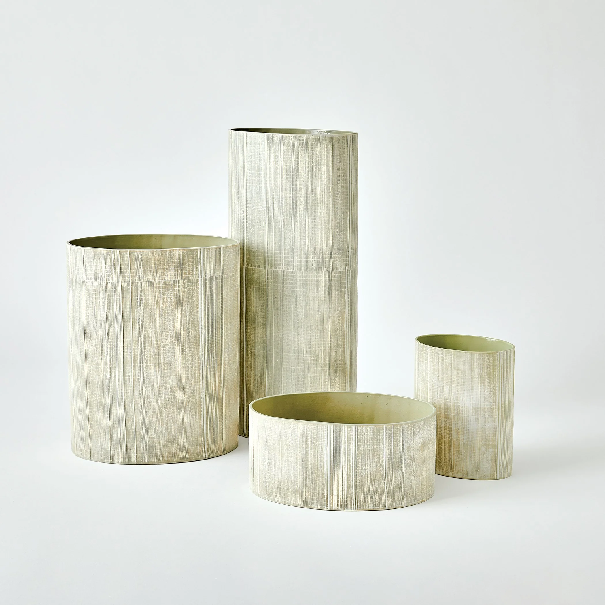 Global Views Cross Hatch Vase Celery - Image 2