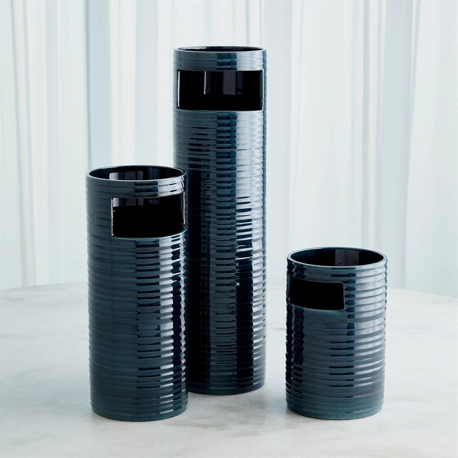 Global Views Dark Blue Cut Out Vase Clearance - Image 2